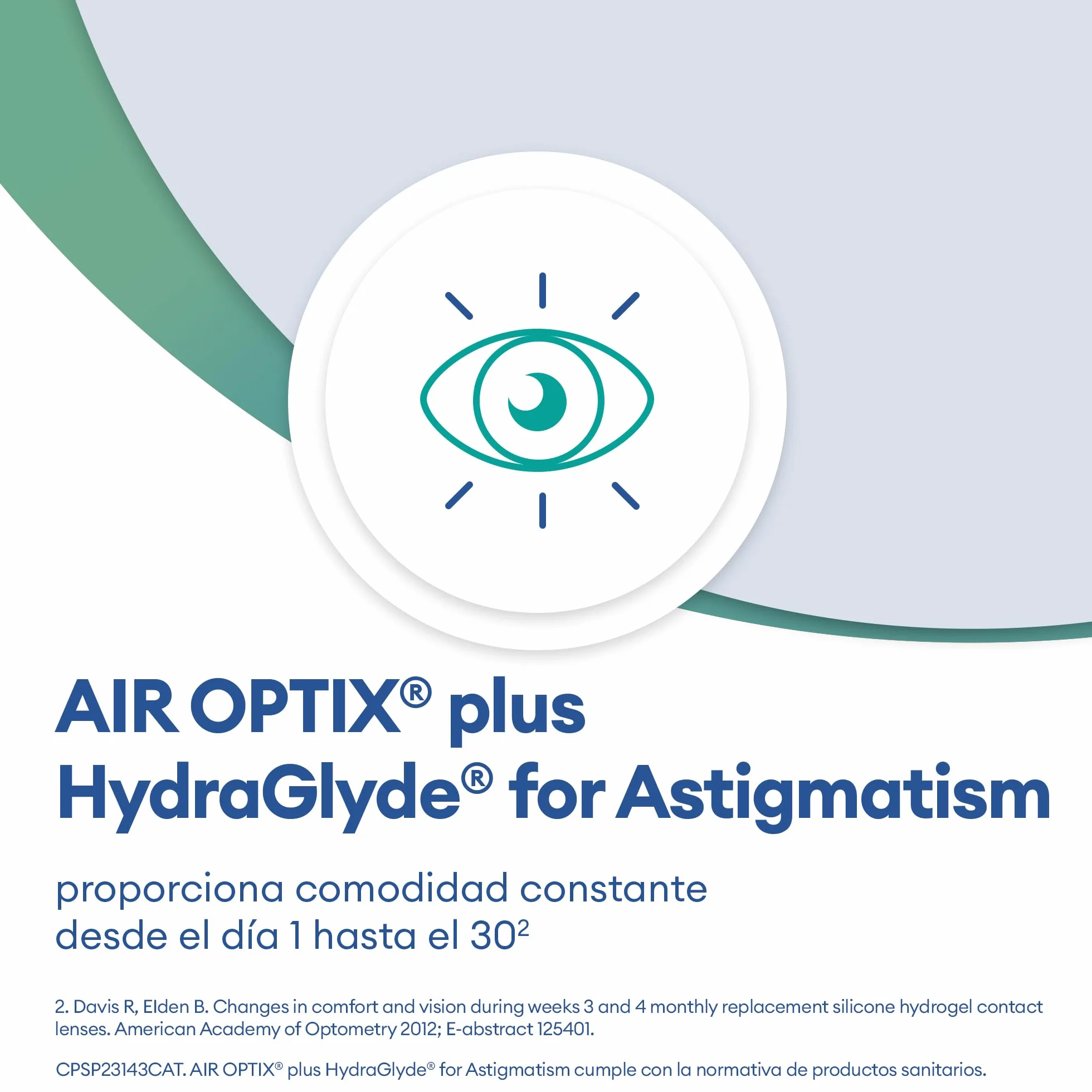 Air Optix plus HydraGlyde for Astigmatism Lentes de contacto tóricas reemplazo mensual Pack 3 R 8.7 mm D 14.5 mm cilindro -0.75 eje 120 -2.5 Diopt