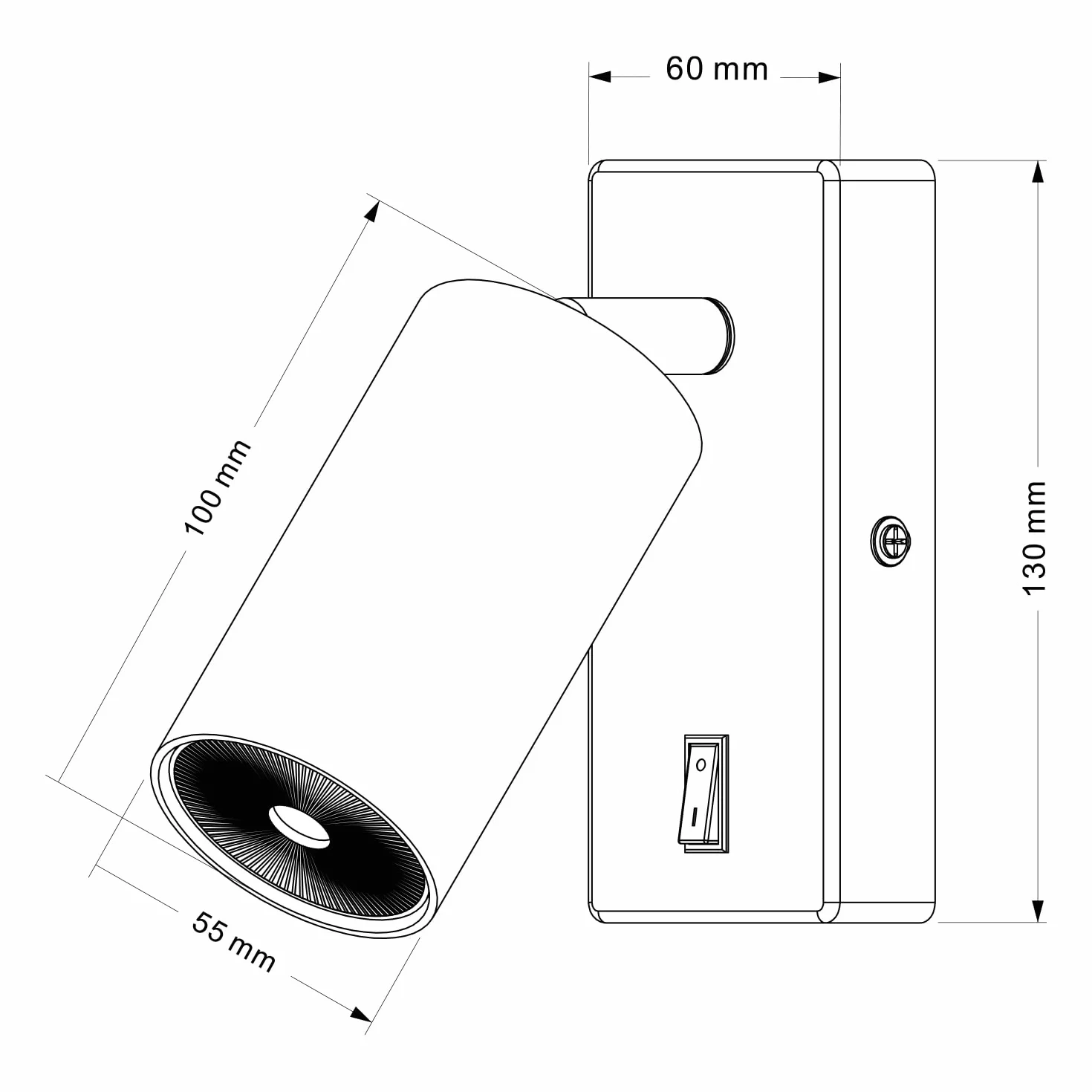 Maclean MCE369 Aplique de Pared GU10 con Interruptor 40W 7W Blanco 2 Unidades 55x100 mm
