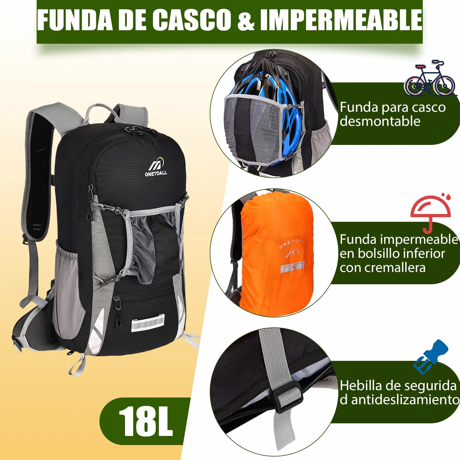 Local Lion Mochila de Ciclismo 20L/30L Montaña Senderismo Macutos Trekking Camping al Aire Libre Nylon con Cubierta de Lluvia para Hombres y Mujeres