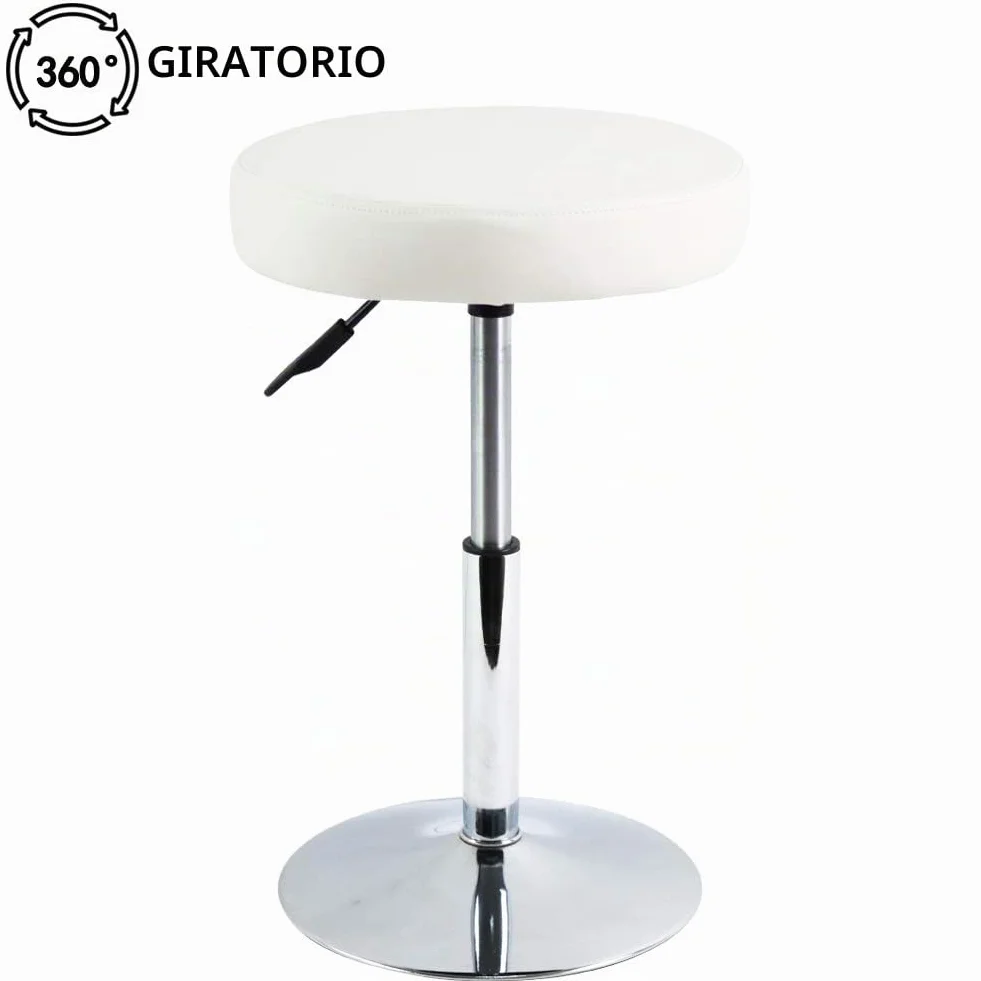 FURWOO Taburete Corto Blanco Ajustable Giratorio para Oficina SPA Manicura Tatuajes