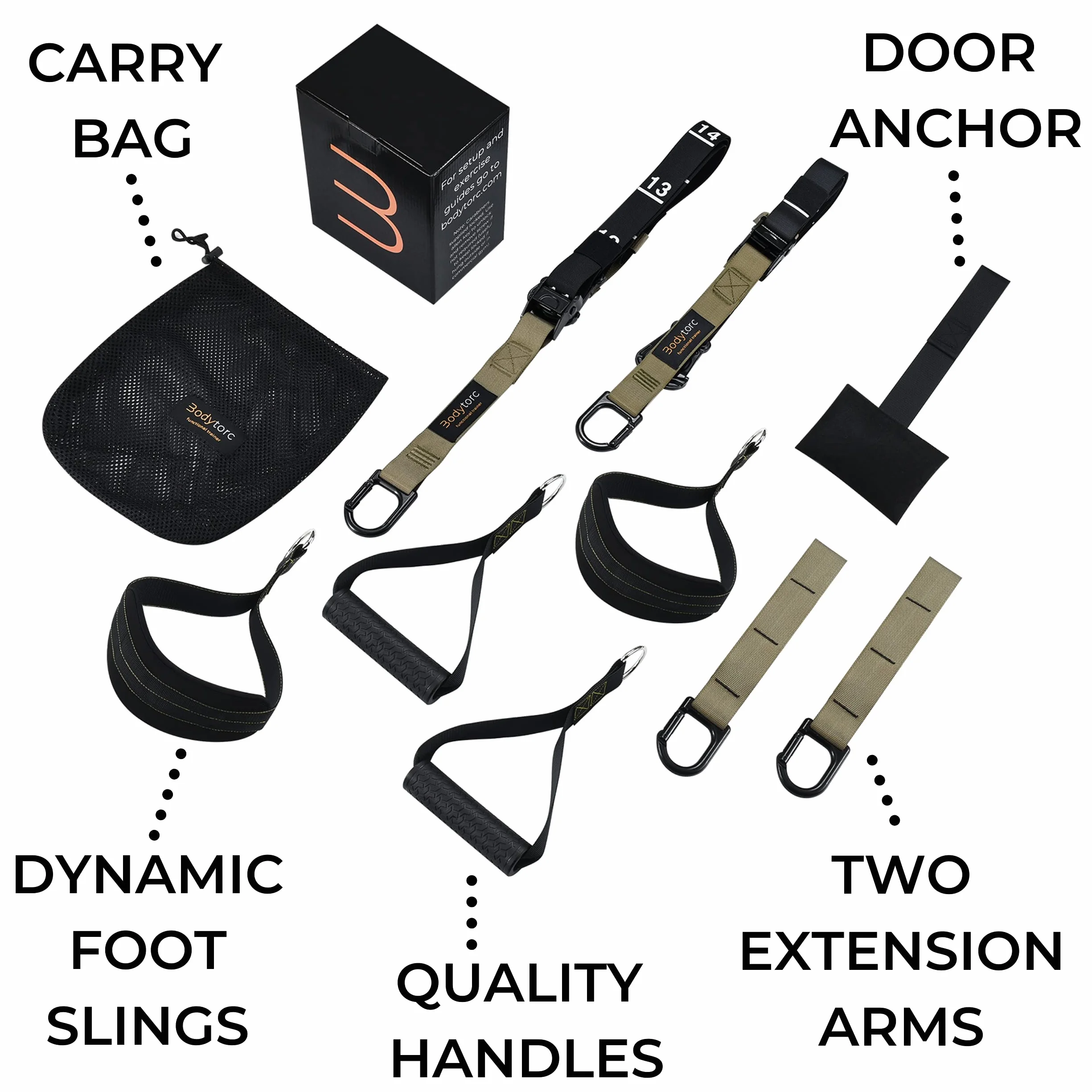 Entrenador de suspensión, correas de entrenamiento de peso corporal para entrenamientos de cuerpo completo en casa, incluye anclaje de puerta, brazos de extensión y correas avanzadas para los