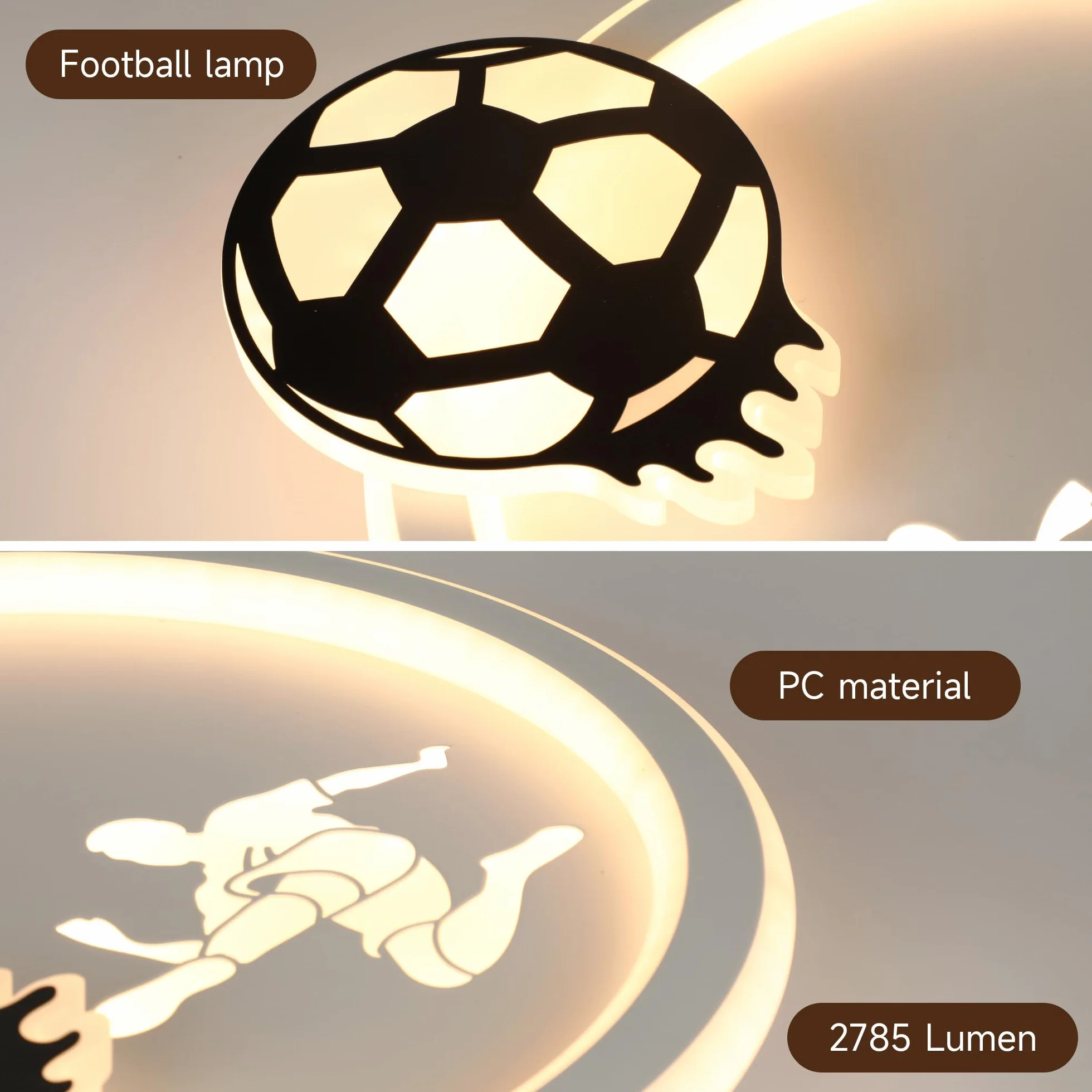 EASY EAGLE Plafon LED Techo 34CM Lampara Infantil Regulable Control Remoto Futbol