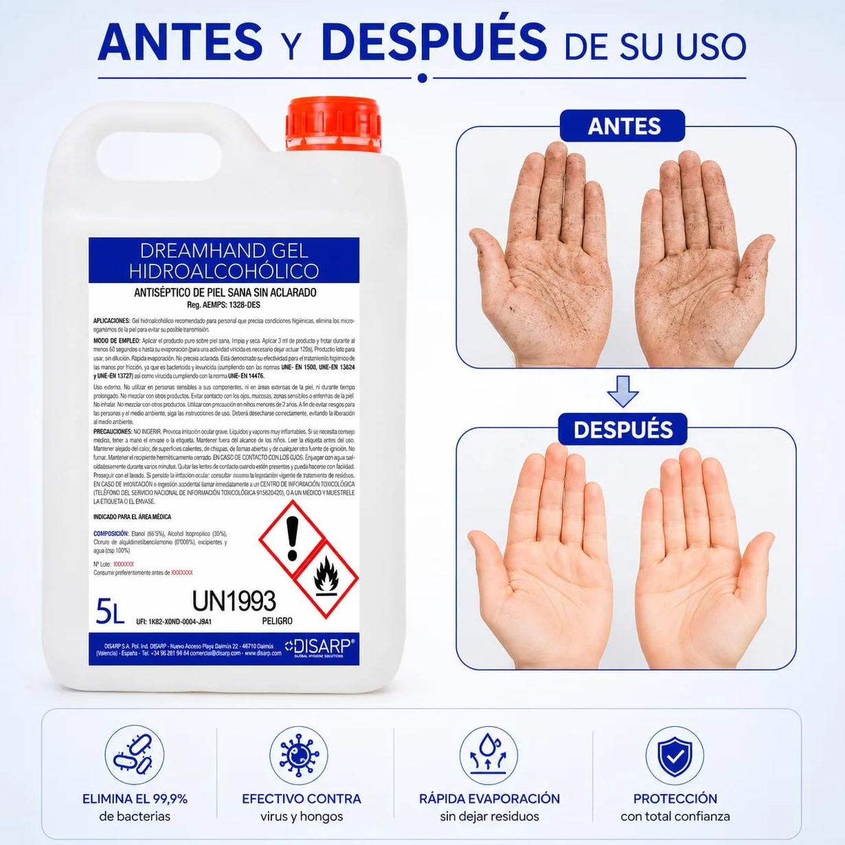 Gel Hidroalcoholico Higienizante Secado Instantaneo
