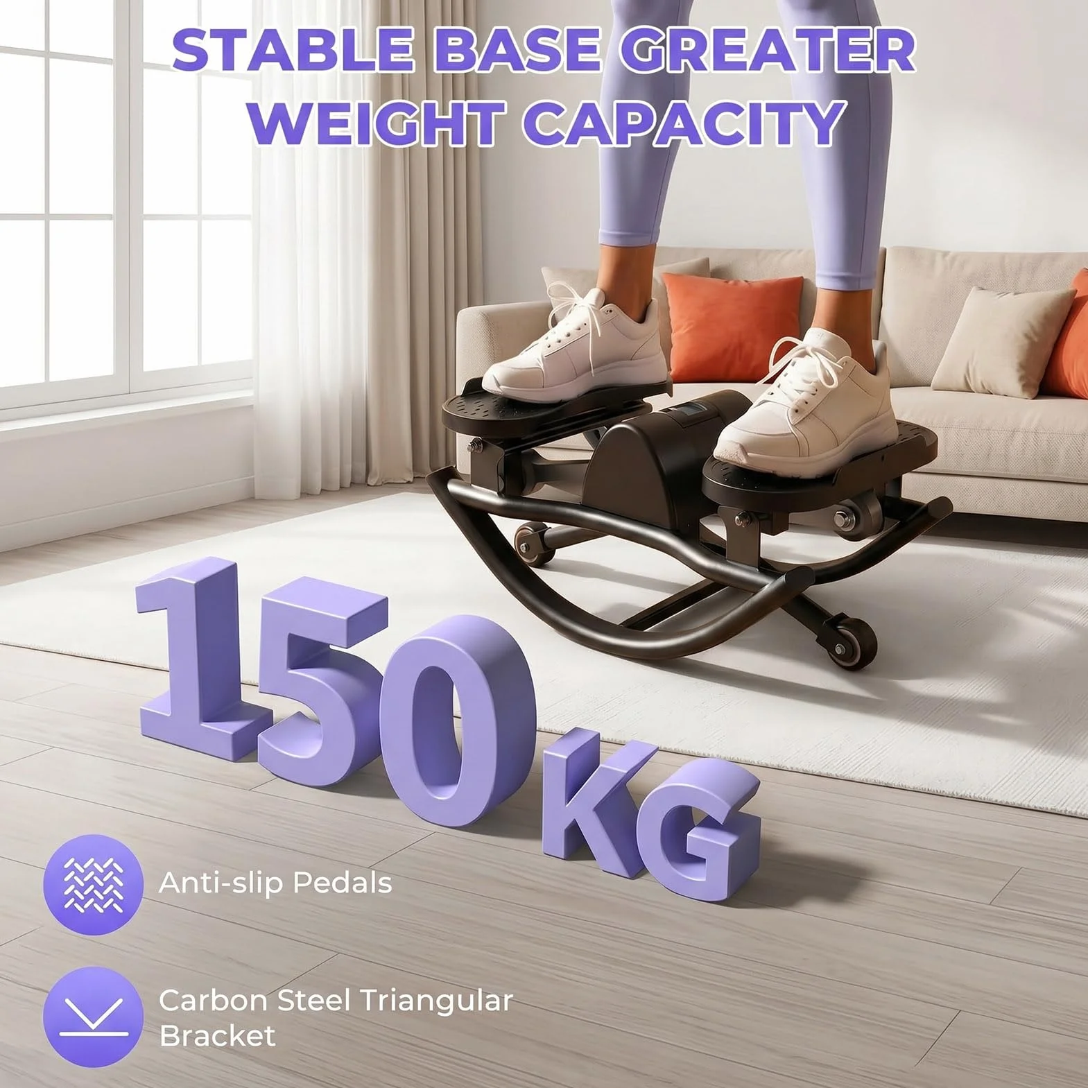 Upgraded Rock Stepper Fitness Casa, Home Twist Stepper Movimiento Lateral Silencioso Low-Impact Joint-Friendly para Caderas, Piernas, Glúteos, Banda de Resistencia