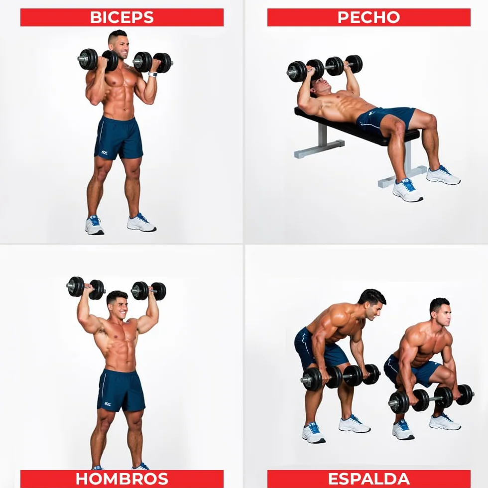 ManiBoom Mancuernas Ajustables HIERRO PURO (No Plástico) - Kit Pesas 3 en 1 con Barra Extensora - Maletín Rígido de Musculación y Fitness en Casa - Discos Macizos y Seguros (15kg - 55kg)