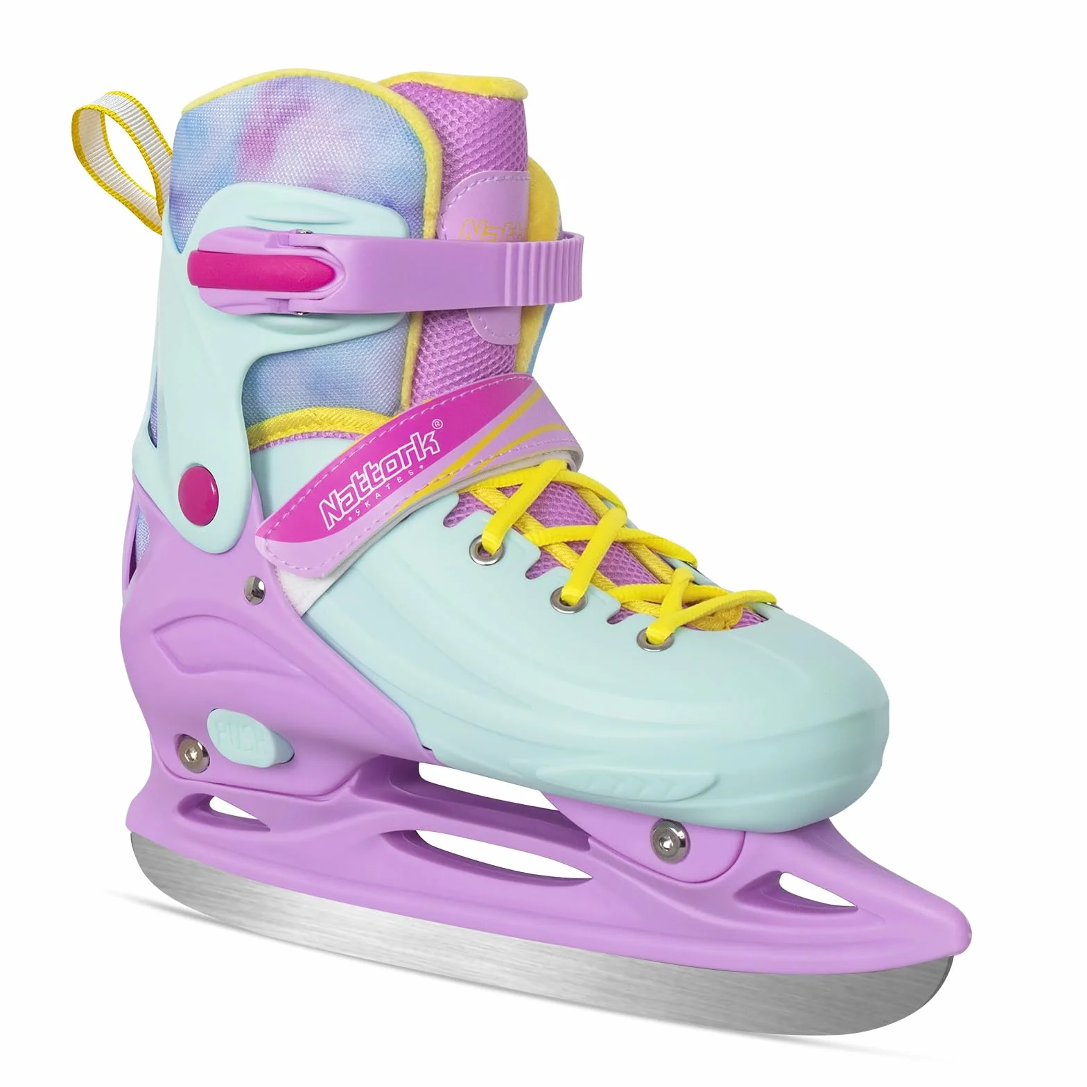 Nattork Patines de Hielo de 4 tamaños Ajustables para niños y niñas, Divertidos para Principiantes, Patinaje sobre Hielo para Exteriores, protección Dura Suave y cómoda para niños