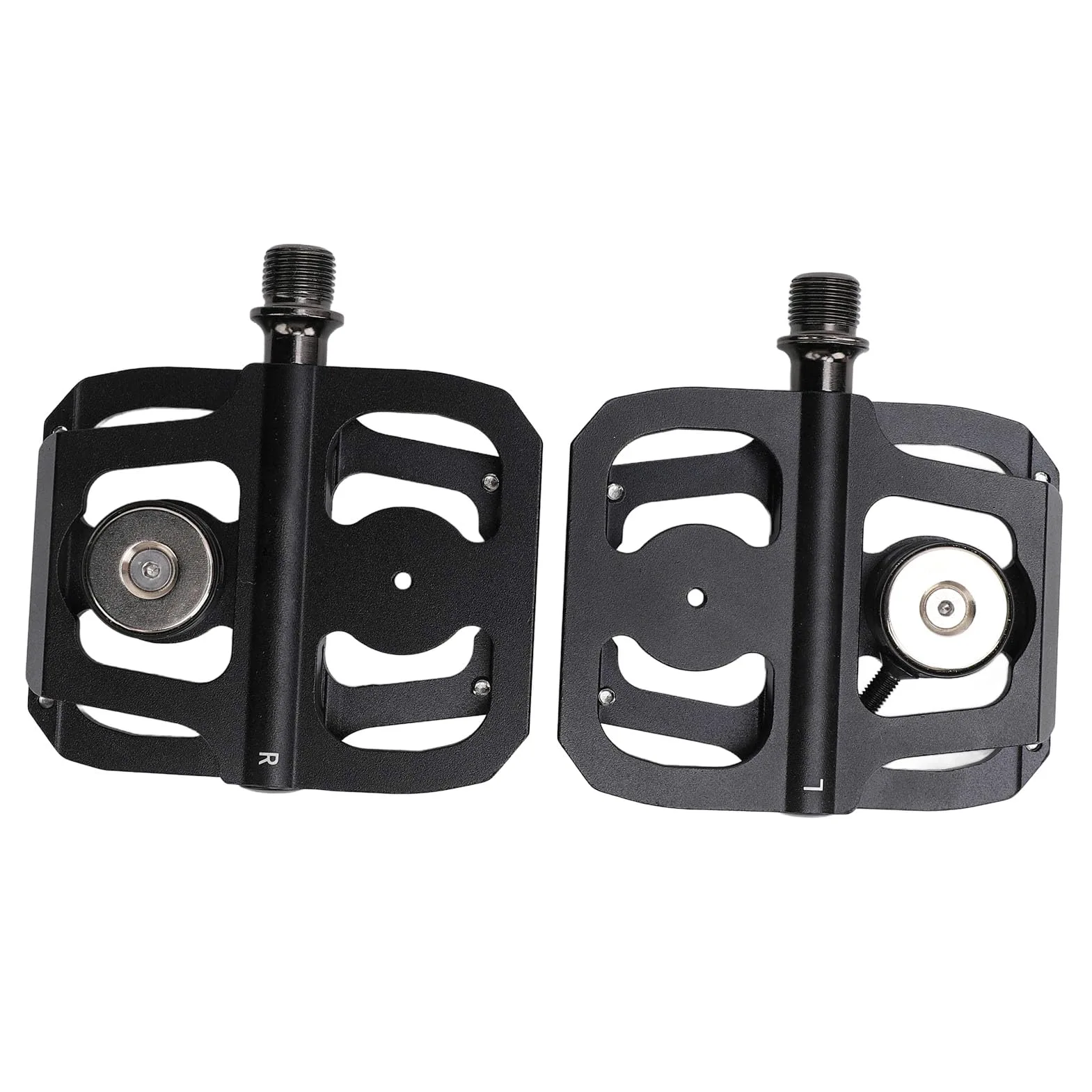 Pedales de bicicleta con rodamiento DU sellado, pedales de plataforma plana de aleación de aluminio con eje de acero y interfaz roscada universal