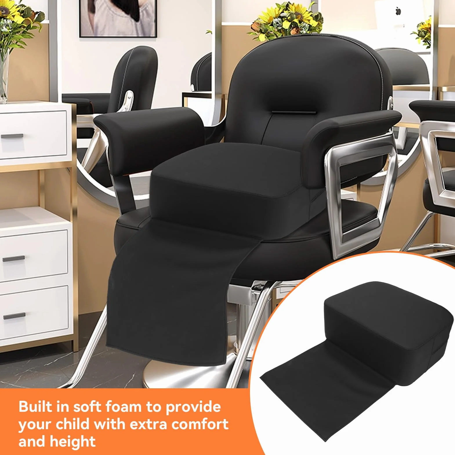 Cojín De Asiento Elevador De Salón, Cuero PU Impermeable, Equipo De Peluquería Para Corte De Pelo
