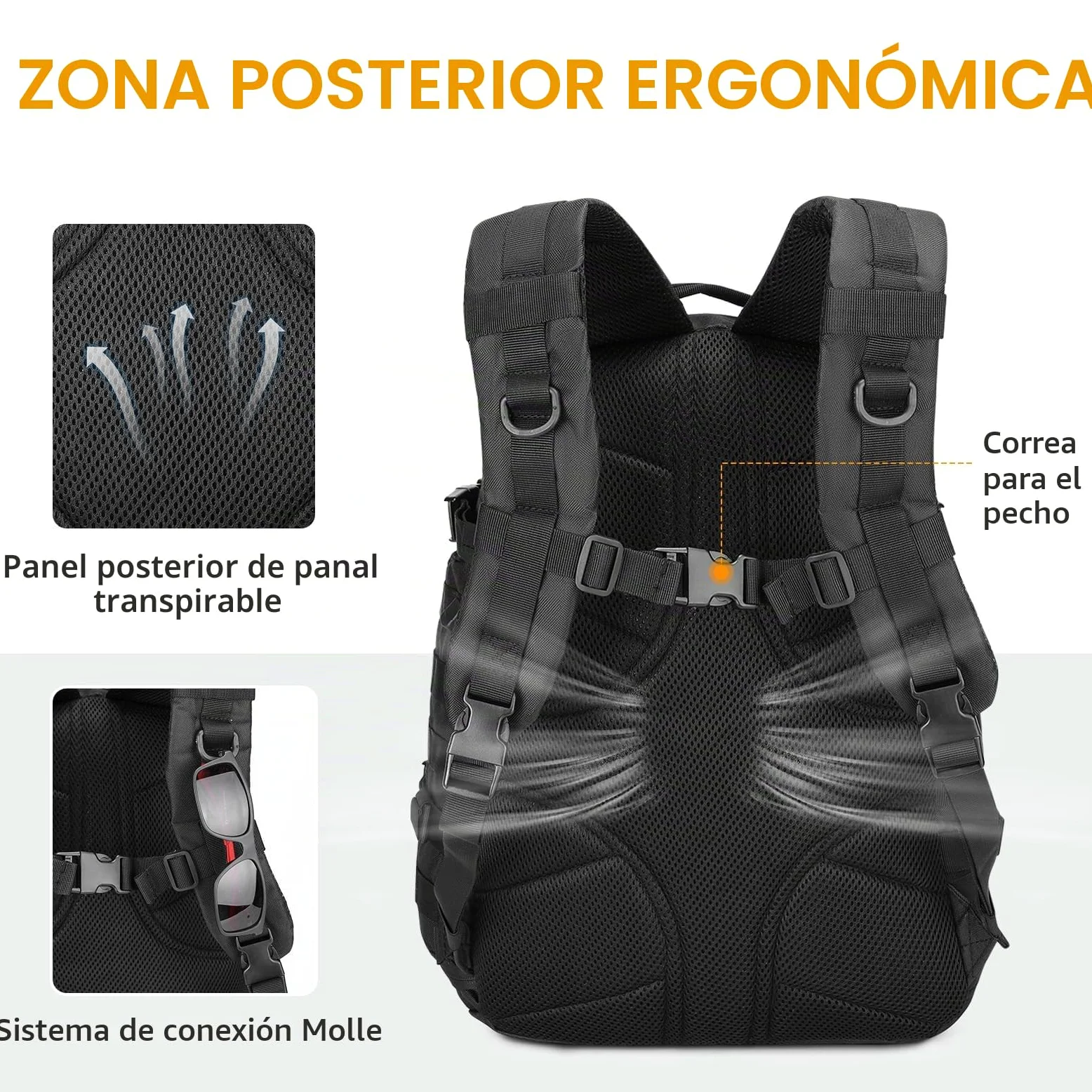 Mochila táctica militar de 30 L, 3 días, para senderismo, caza, trekking y camping y otras actividades al aire libre