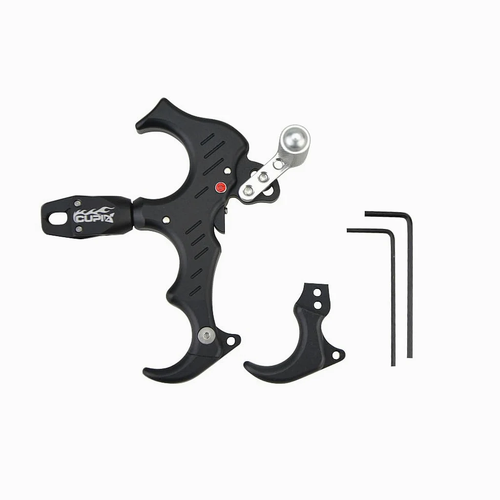 AMEYXGS Rotación de 360 ° Compuesto del Pulgar Liberación del Arco 3 o 4 Dedos Aleación de Aluminio Disparador del Pulgar Calibrador Ajustable Tiro con Arco Ayuda para la liberación