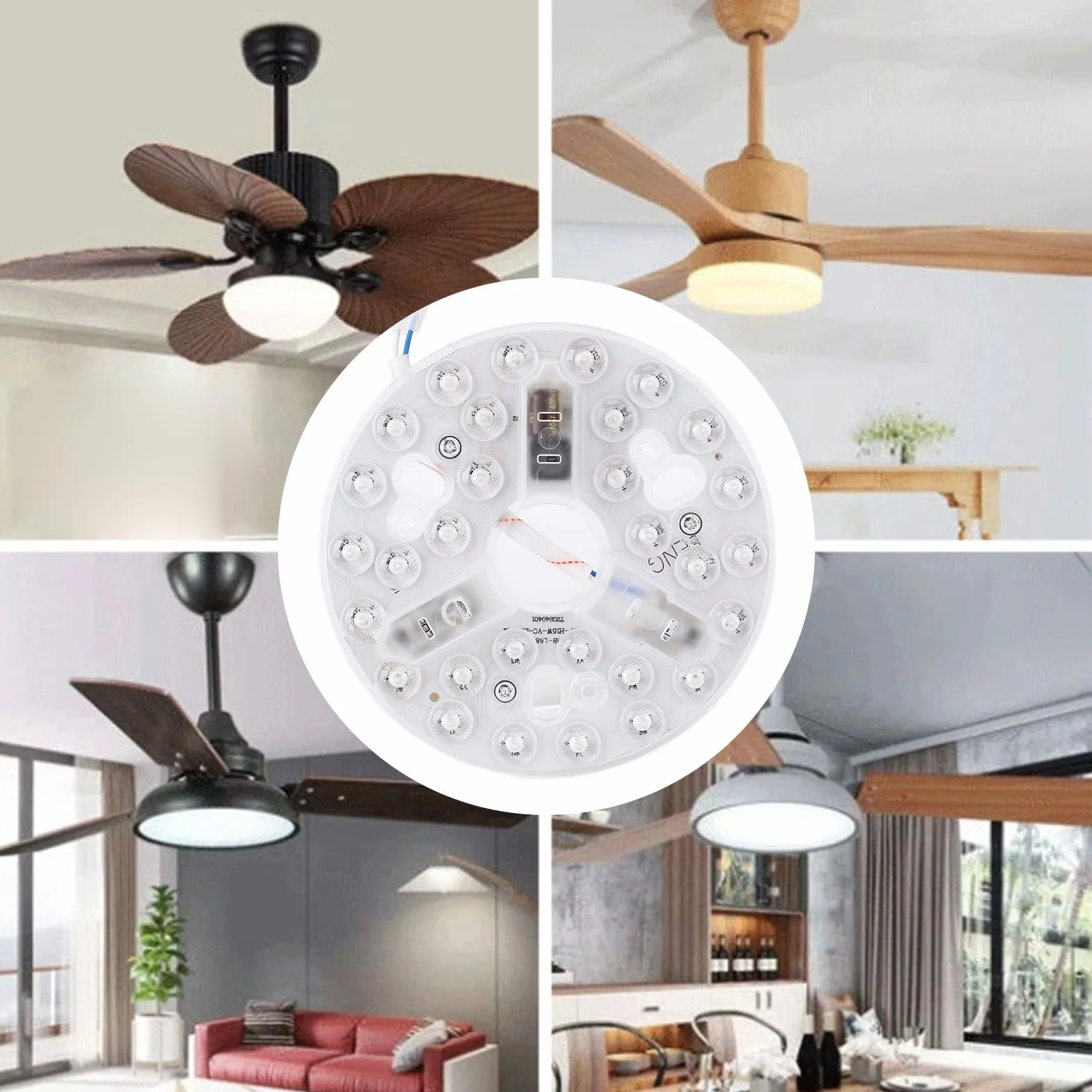 SENECESLI 15W 5.3Inch Panel de Luz de Ventilador de Techo LED, 3CCT 3000K 4200K 6500K, DIMBILE 100-5%