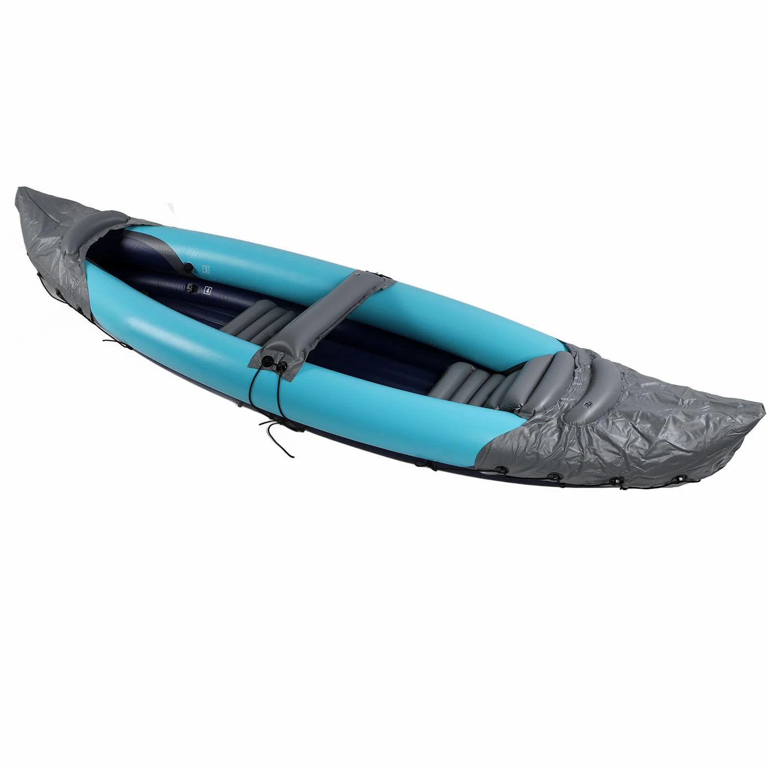 Kayak Plegable para 2 Personas, Canoa Inflable de PVC Engrosada con Protección Solar Portátil, Canoa en Tándem Doble Portátil, Juego de Kayak Inflable para Pesca, Rafting, Canotaje
