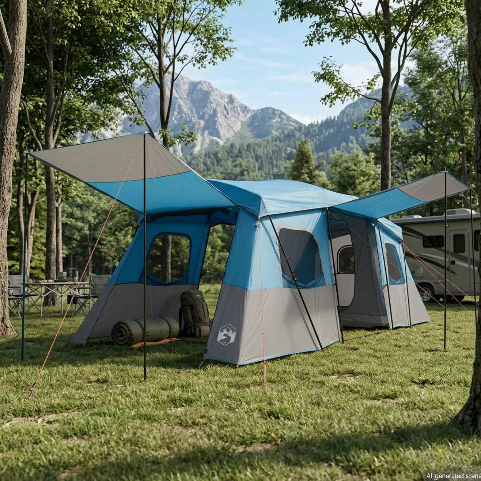 vidaXL Tienda de campaña instantánea con mosca impermeable para 3 personas, instalación rápida