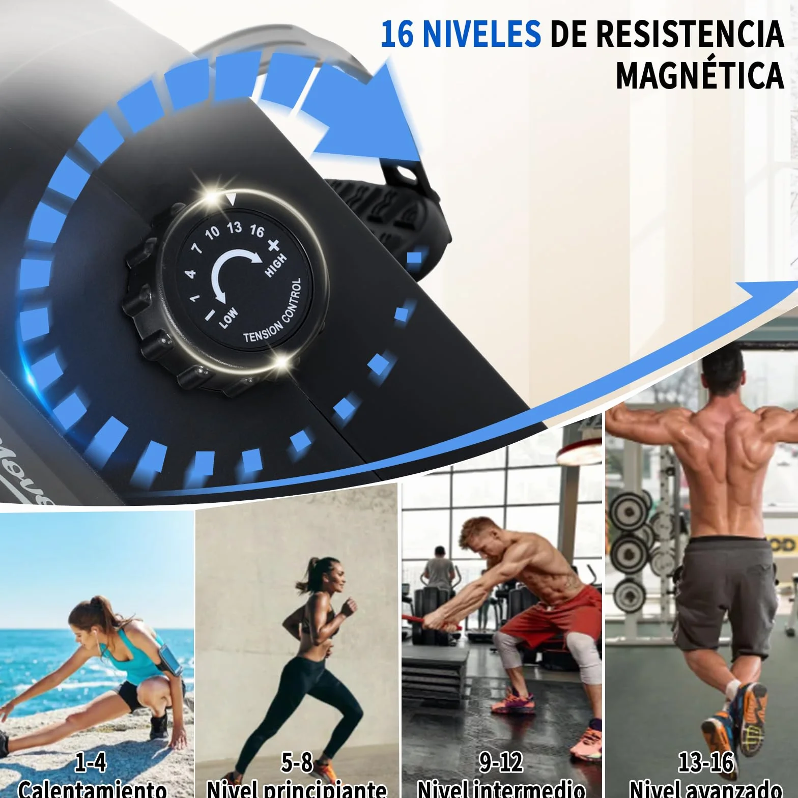 Bicicletas Estaticas Rehabilitacion, Bicicleta Estatica con Respaldo con 16 Niveles de Resistencia, Sensor de Pulso,Bici Estatica con Pedaleo silencioso,Ruedas de Transporte Exercise Bike