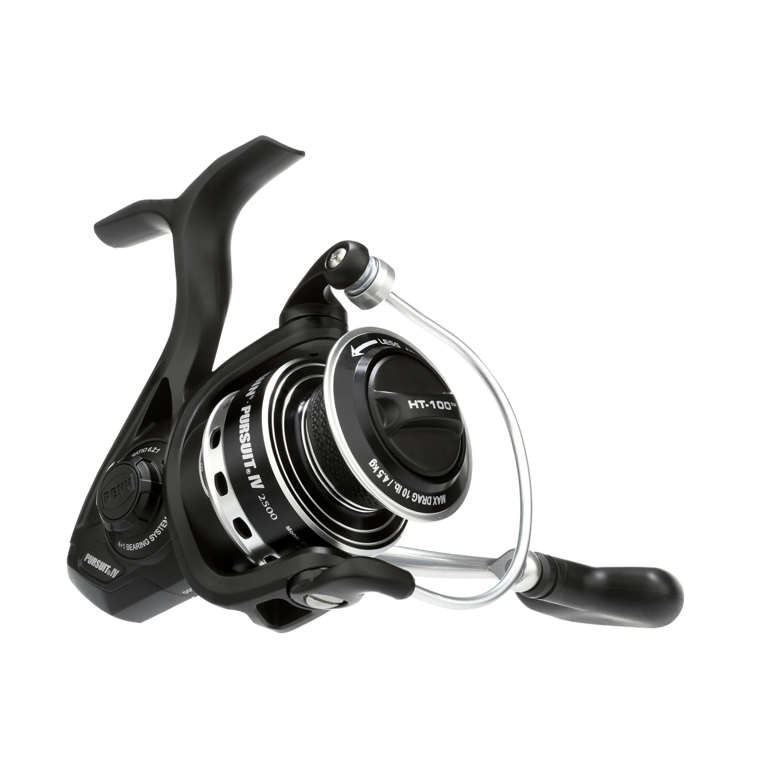 PENN Pursuit IV - Carrete Giratorio de Agua Salada, Pesca giratoria, Plantilla, Carrete de señuelo para Uso Completo, Barco, Kayak, Orilla, Negro y Plateado