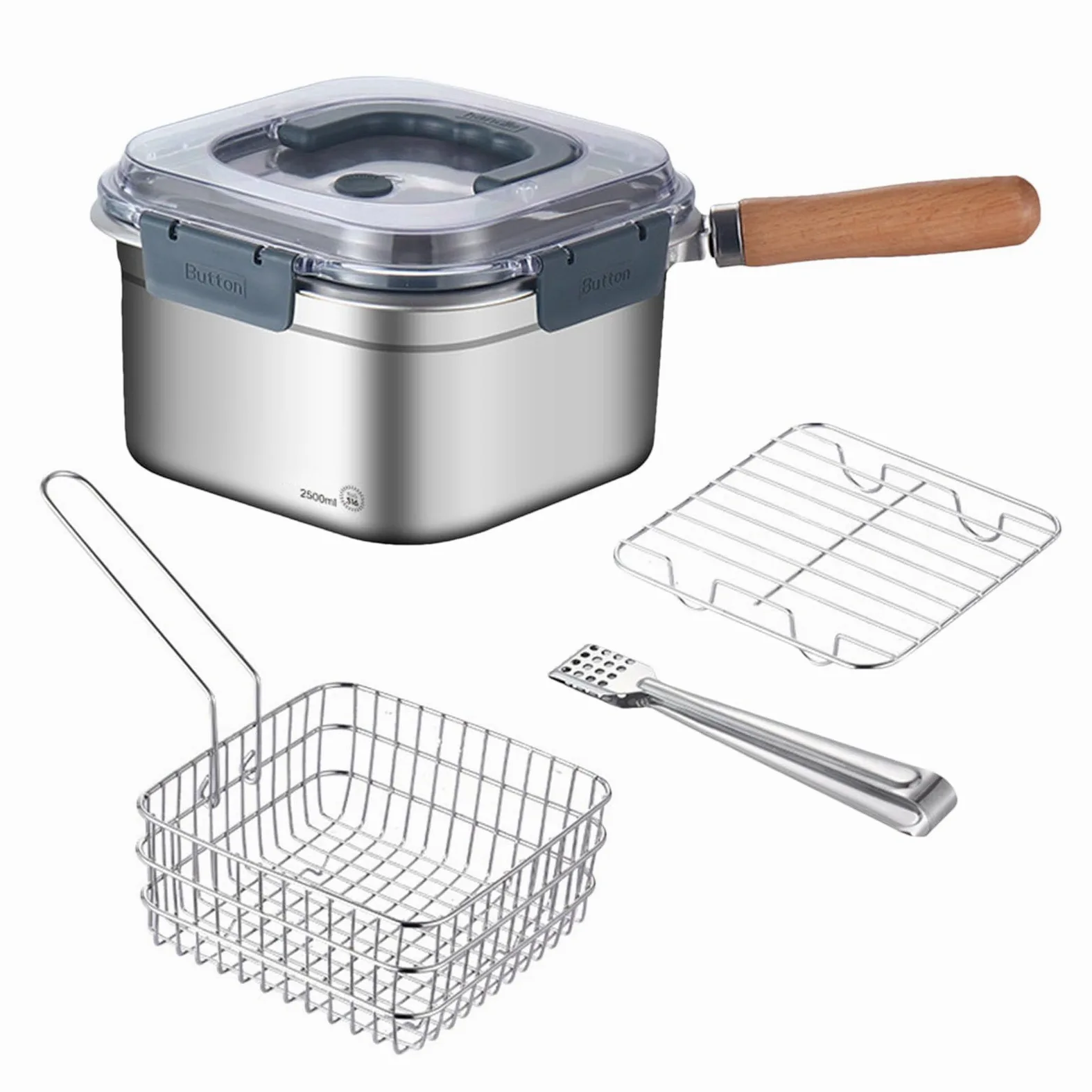 Utensilios de cocina para camping, juego de ollas y sartenes para | exteriores, freidora portátil, olla de gran capacidad, sartén cuadrada para camping, equipo de campamento ligero, maceta para