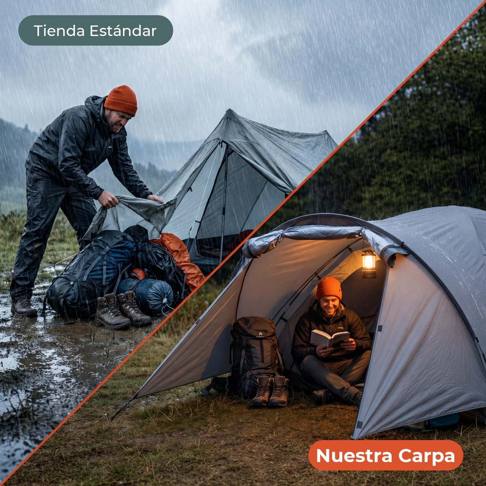 Tienda de campaña para 2-3 Personas, Tienda Tipo cúpula con Zona de Entrada y toldo Plegable, Tienda Tipo iglú, Impermeable y Resistente a los Rayos UV, Ideal para acampadas Festivales