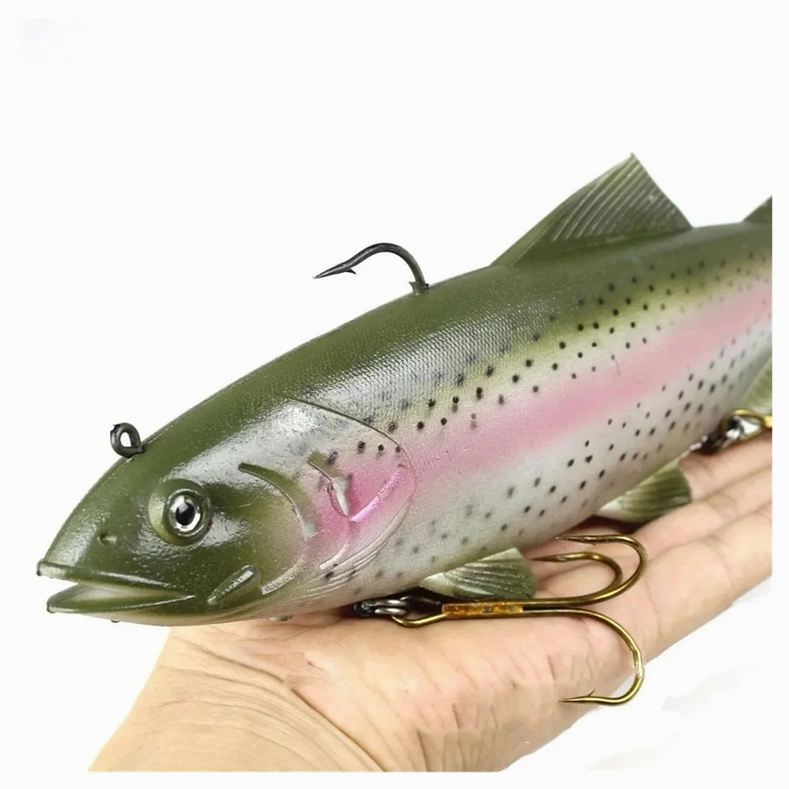 Señuelos Pesca Cebo Suave de Aguas Profundas, 30cm, Pesca en el mar, tamaño Grande, señuelo de pez simulado con 3 Ganchos, cebos Artificiales, Swimbait, Cebo con manivela, 1 Uds. Cebo Artificial