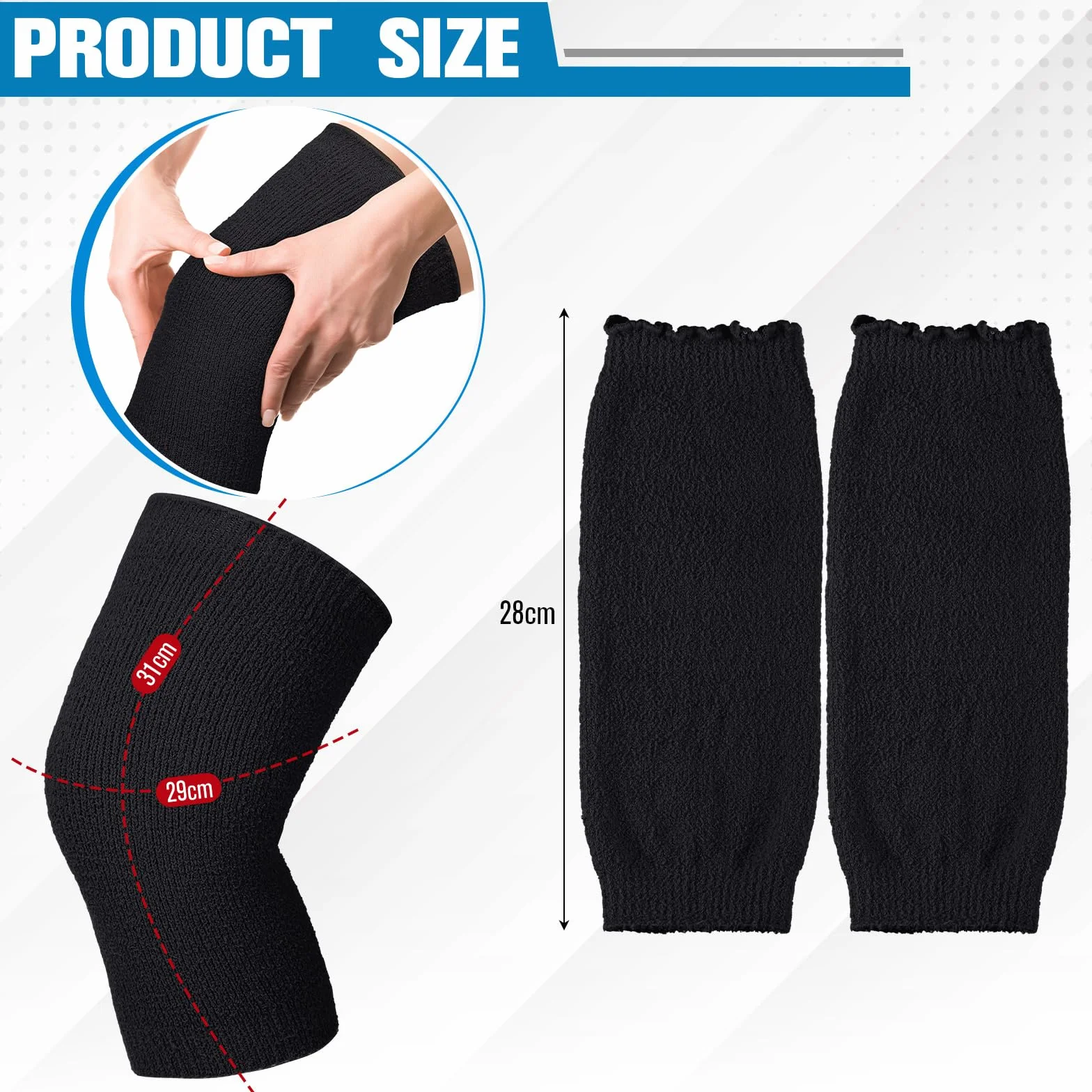 Geyoga Calentador de Rodillas de Invierno Manguito de Punto Elástico para Rodillas Protector de Rodillas Térmico Antideslizante Protector de Rodillas para Problemas de Artritis(Gris,1 Par)