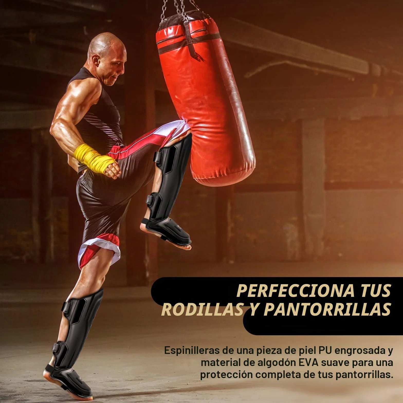 NZQXJXZ Espinilleras de Kickboxing, Espinilleras de Muay Thai, Protectores de Piernas Ajustables con Protección para el Empeine, Equipo de Entrenamiento para Entrenamiento y Combate de MMA