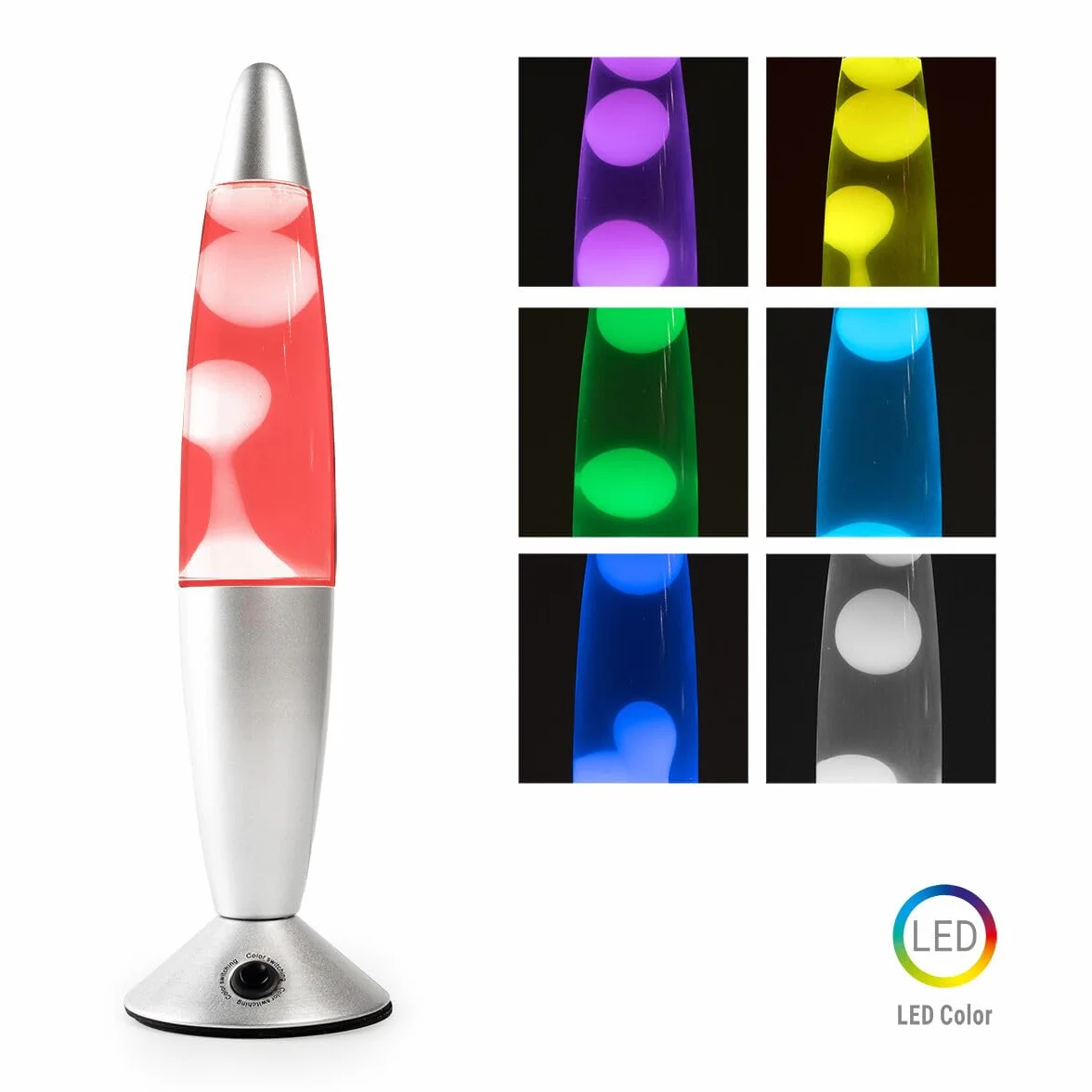 InnovaGoods® Lampara de Lava 25 W, Lámpara de Lava Relajante, 7 colores LED RGB, 3 LED RGB 1,5 W
