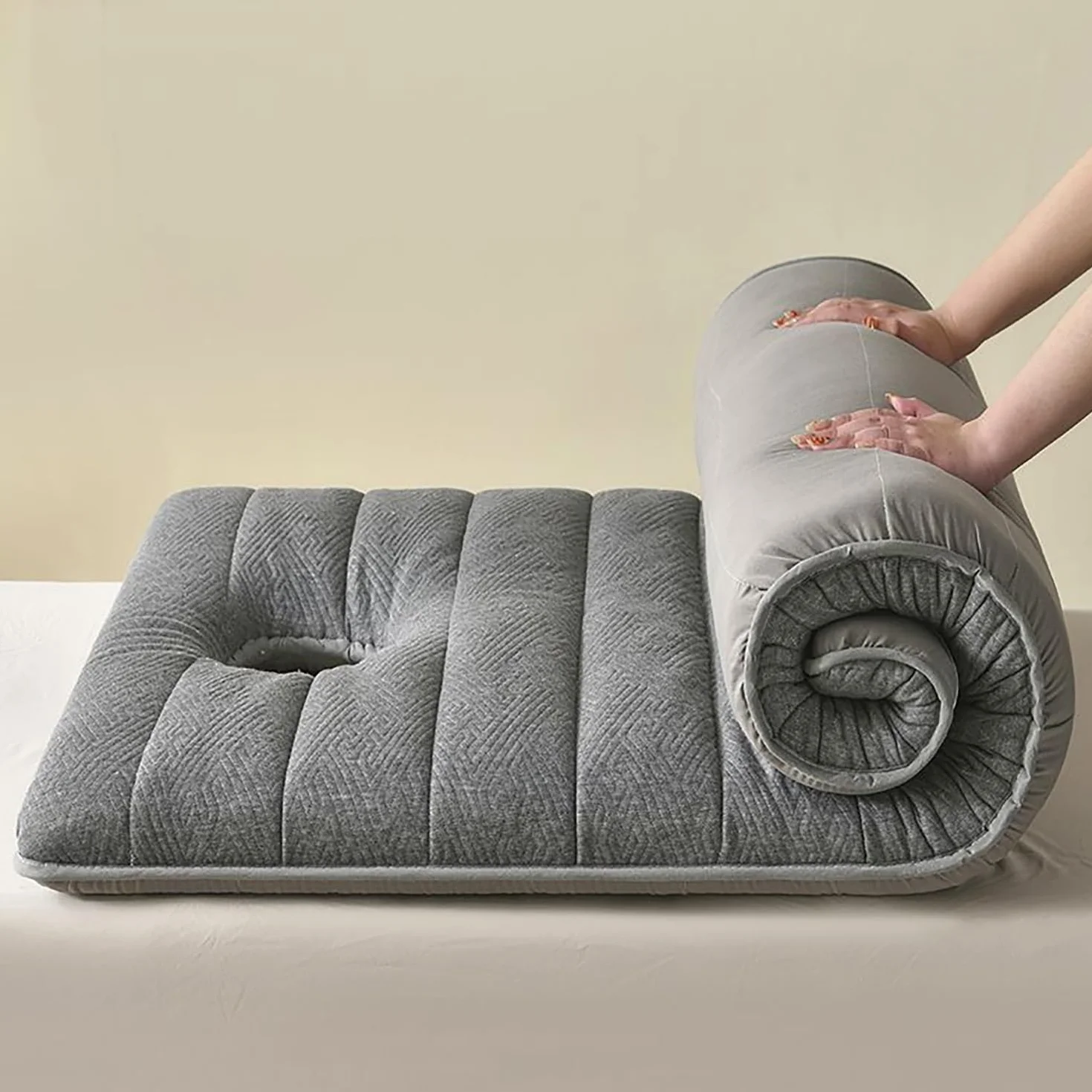 Colchón para Camilla de Masaje con Agujero Facial 180x60x6cm Espuma Alta Densidad Gris