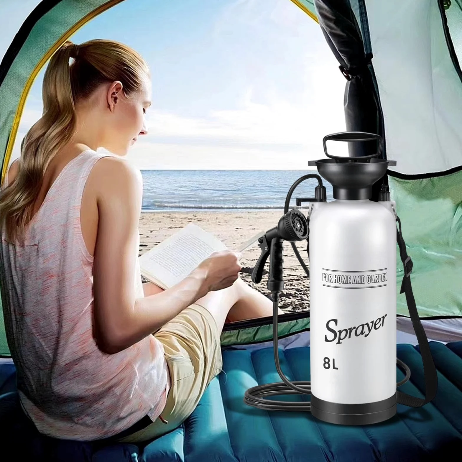 Genérico Ducha Portátil | Bomba de Agua para Ducha de Camping y Viajes - Pulverizador Manual para Lavar Bañar Bote Plantas Exteriores