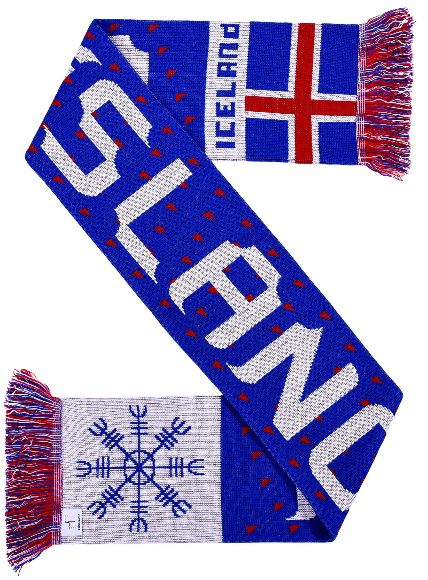 Bufanda de punto de fútbol de la isla de Islandia, Rojo/Blanco/Azul, fits all