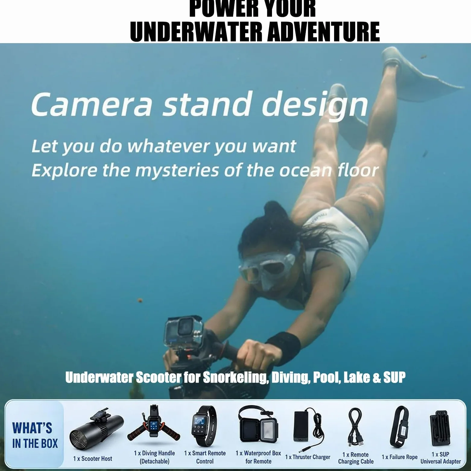 Nuevo Scooter Submarino Edición 2026 ,Vehículo Submarino de propulsión | Buceo Sea Scooter,Potente Motor de 500 W y 10 km/h + Batería extraíble de 10 Ah, Ideal para Buceo recreativo