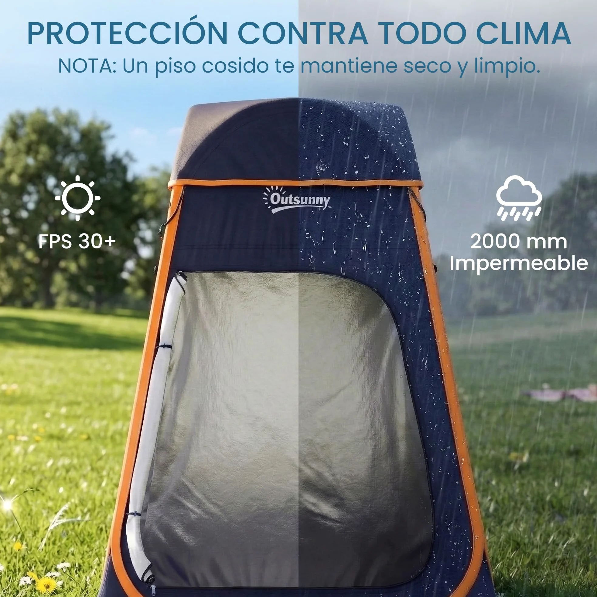 Outsunny Tienda de Campaña Instantánea Pop-Up 152x152x200 cm Azul Oscuro Impermeable 2000mm UV 30+