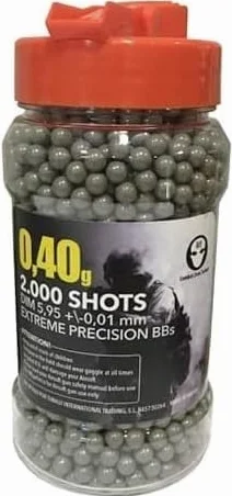 Bote Bolas de precisión Grises para Airsoft no biodegradables - 0,40 Gramos - Paquete de 200 Bolas - Marca Combat Zone