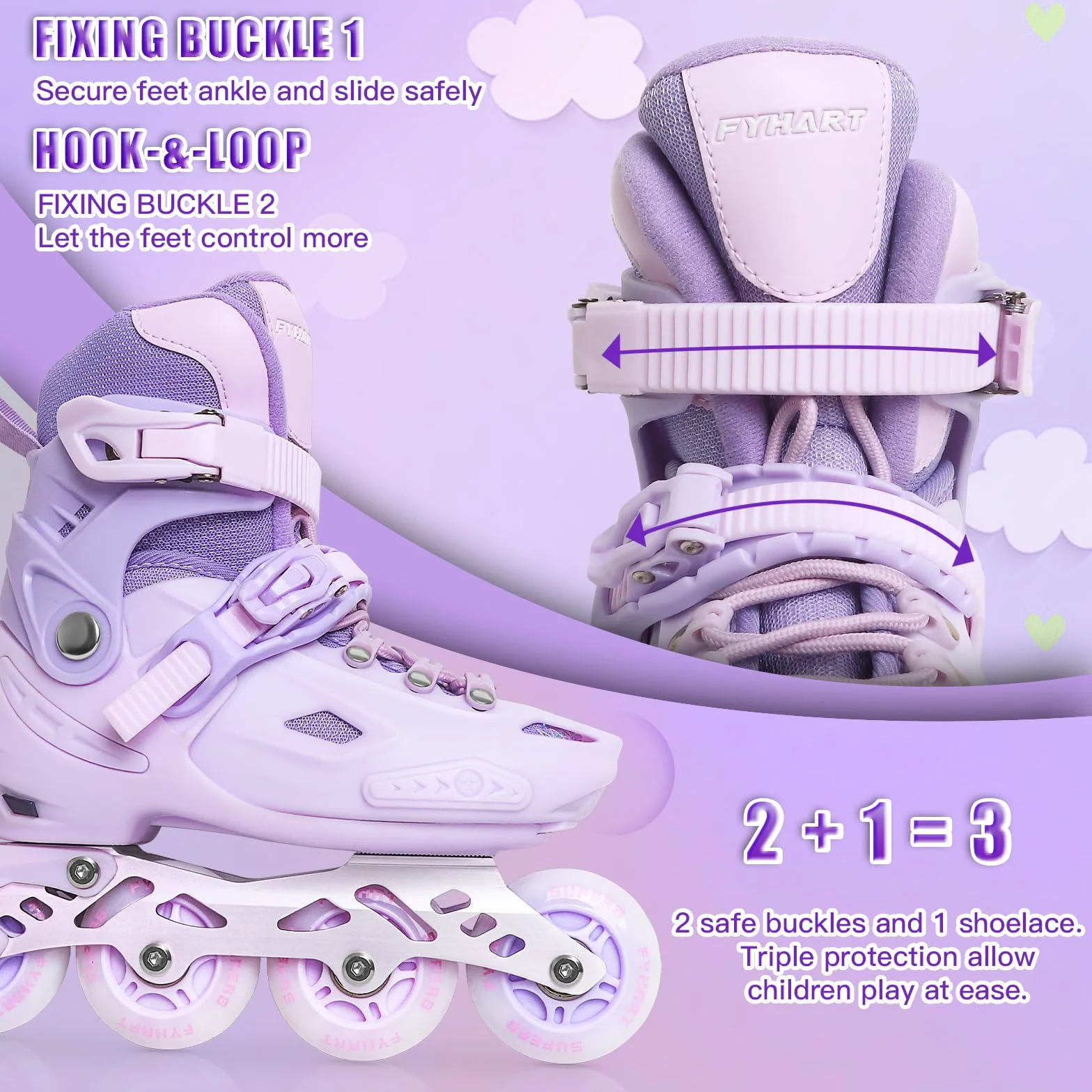 Patines en línea Ajustables 4 Tallas Niña Niños 4 Ruedas Interior Exterior