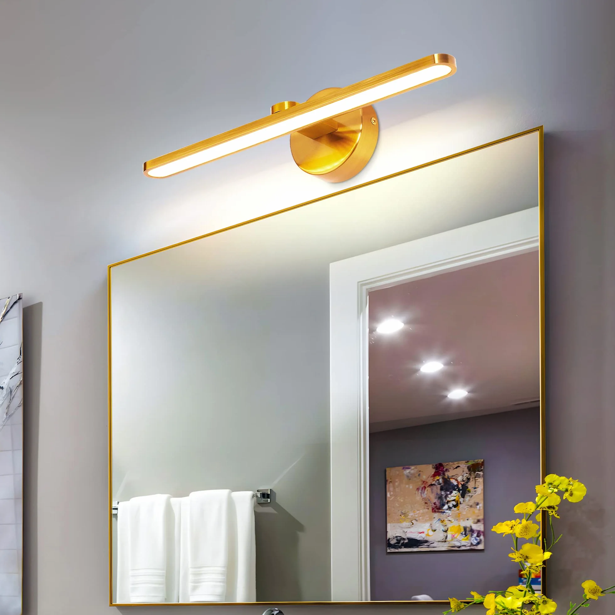 MantoLite Aplique LED latón pulido 40CM 12W IP44 3000K