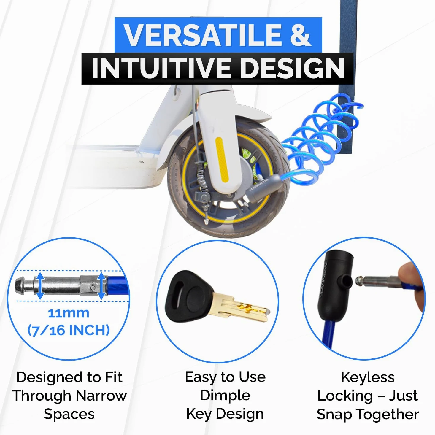 DocksLocks Cable de seguridad en espiral con cerradura de llave, protección antirrobo multiusos resistente a la intemperie para kayak, bicicleta, paddleboard, scooter, equipo, bicicletas y más de 10
