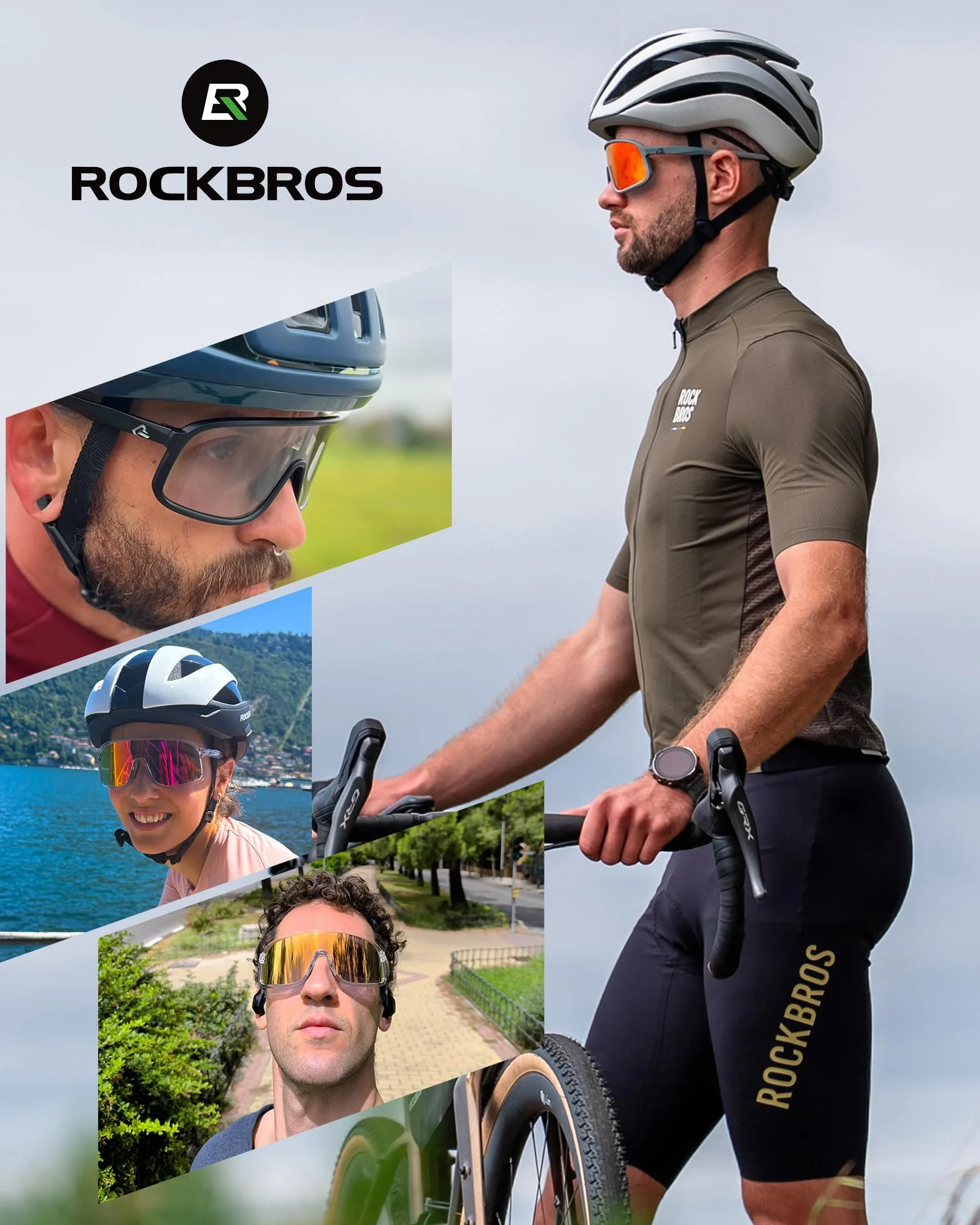 ROCKBROS Gafas de Ciclismo Fotocromáticas UV400 Para Hombre Mujer, Gafas de Sol TR90 para Actividades al Aire Libre Senderismo Correr