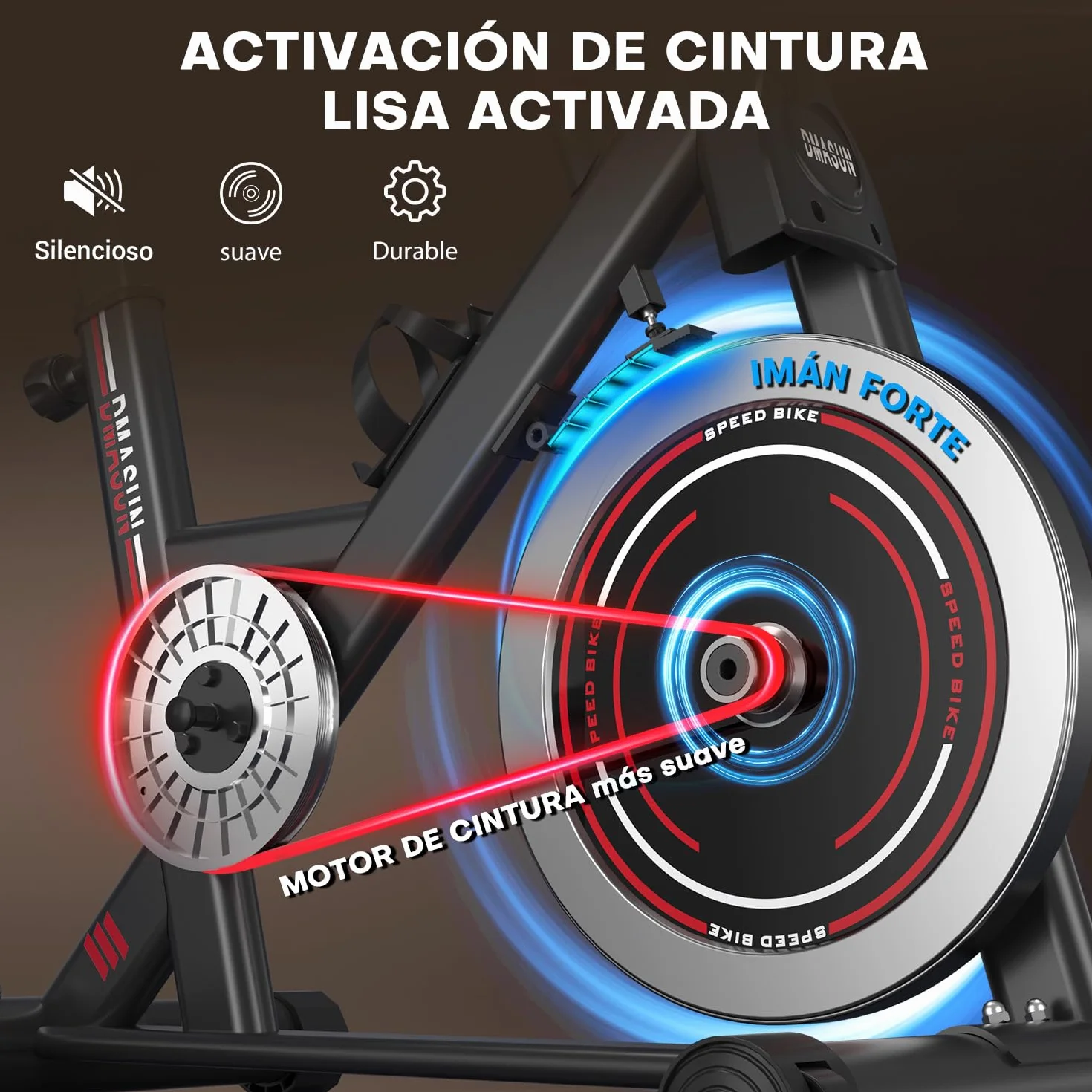 DMASUN Bicicleta Estática en Casa con Resistencia Ajustable, Bicicleta Spinning Silenciosa con Monitor LED, Cómodo Cojín de Asiento, Asientos Cómodos Transpirables Capacidad de 160 KG
