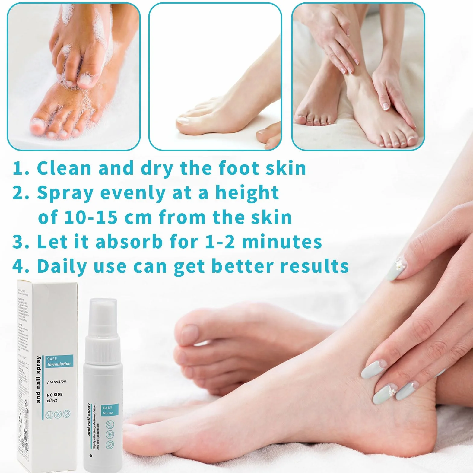 Spray Fungicida Contra Hongos En Los Pies, 2 x 30ml Tratamiento Para Uñas y Pies