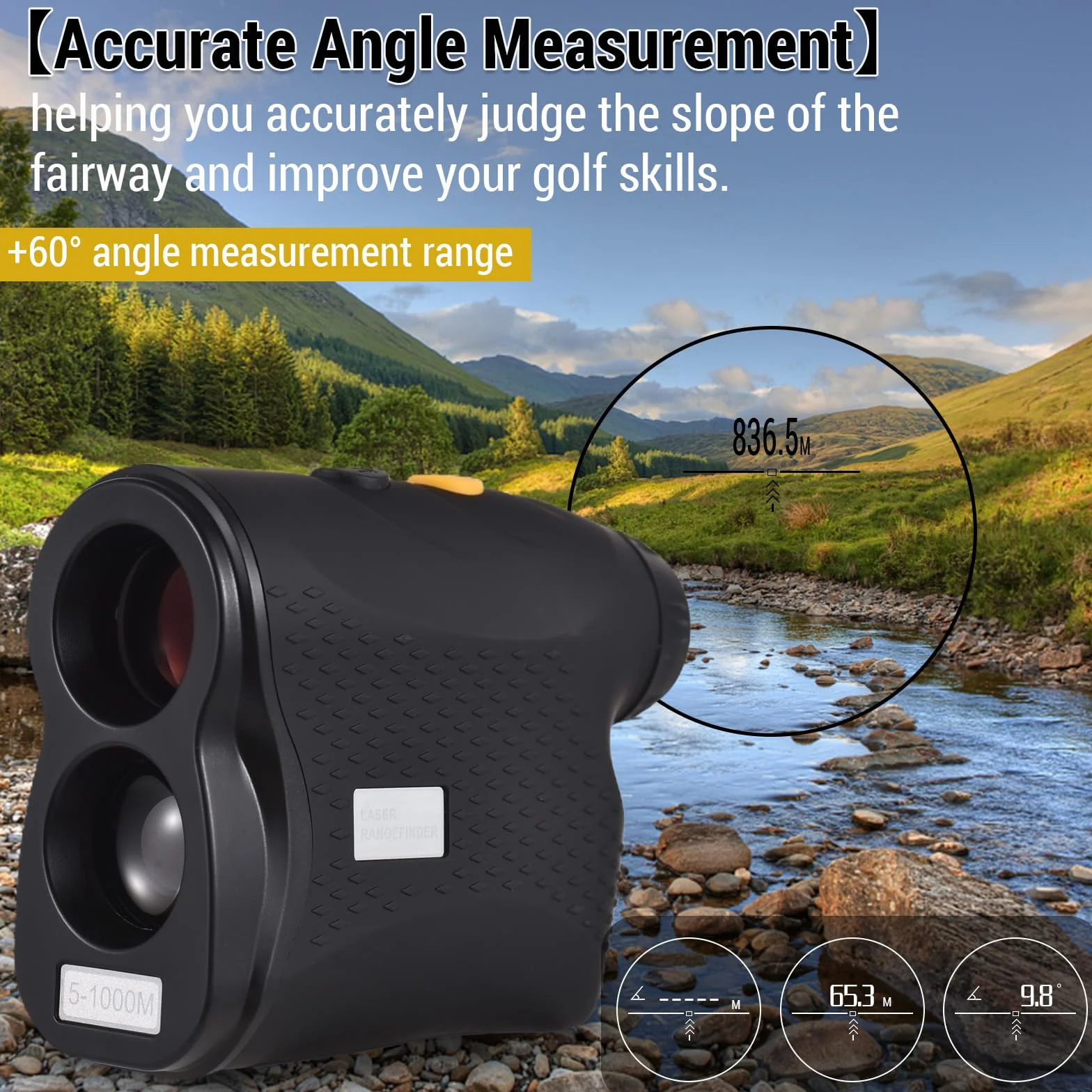 Lixada Telémetro para Golf Telescopio Monocular los 600M/800M/1000M de la Medida de la Caza de Digitaces del Telémetro del Golf
