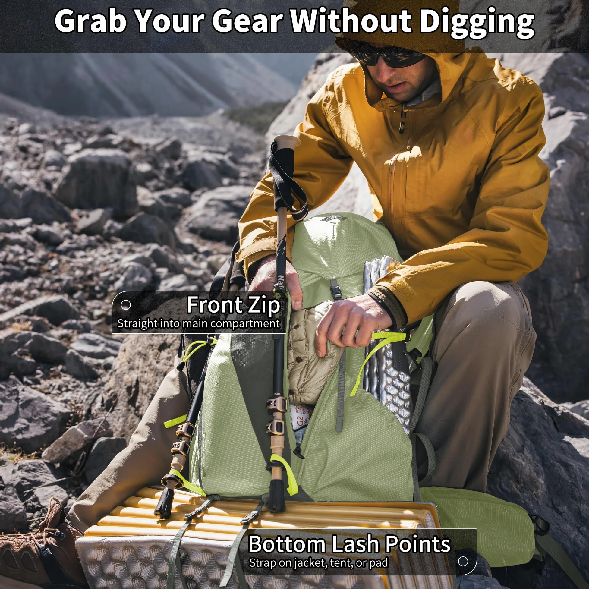 Naturehike Seek Wind Mochila de 35 L/65 L, mochila de trekking para hombre y mujer, mochila de senderismo, mochila de viaje impermeable, mochila con funda para lluvia para camping, ciclismo