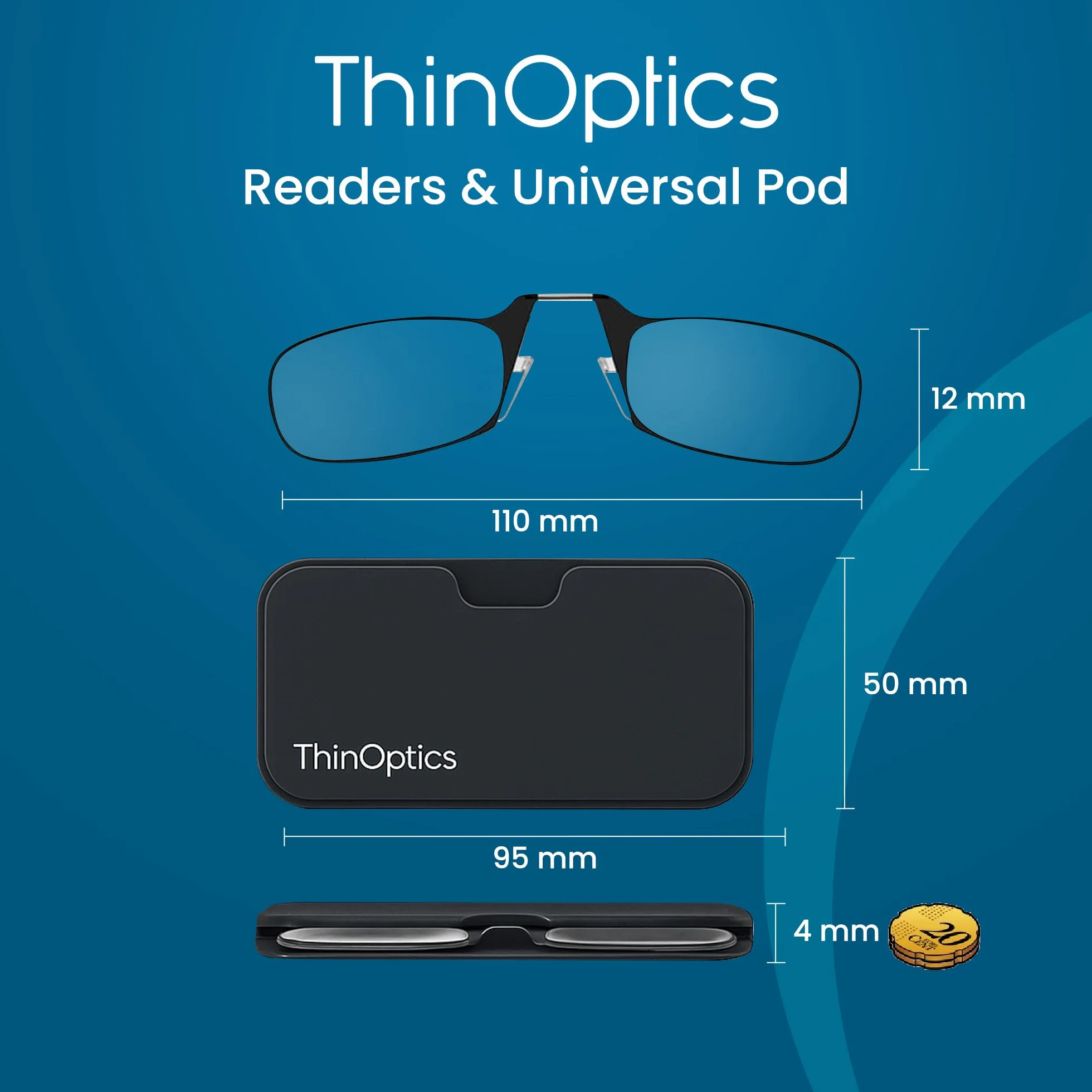 ThinOptics Gafas De Lectura Estuche Compacto Universal Flex-fit