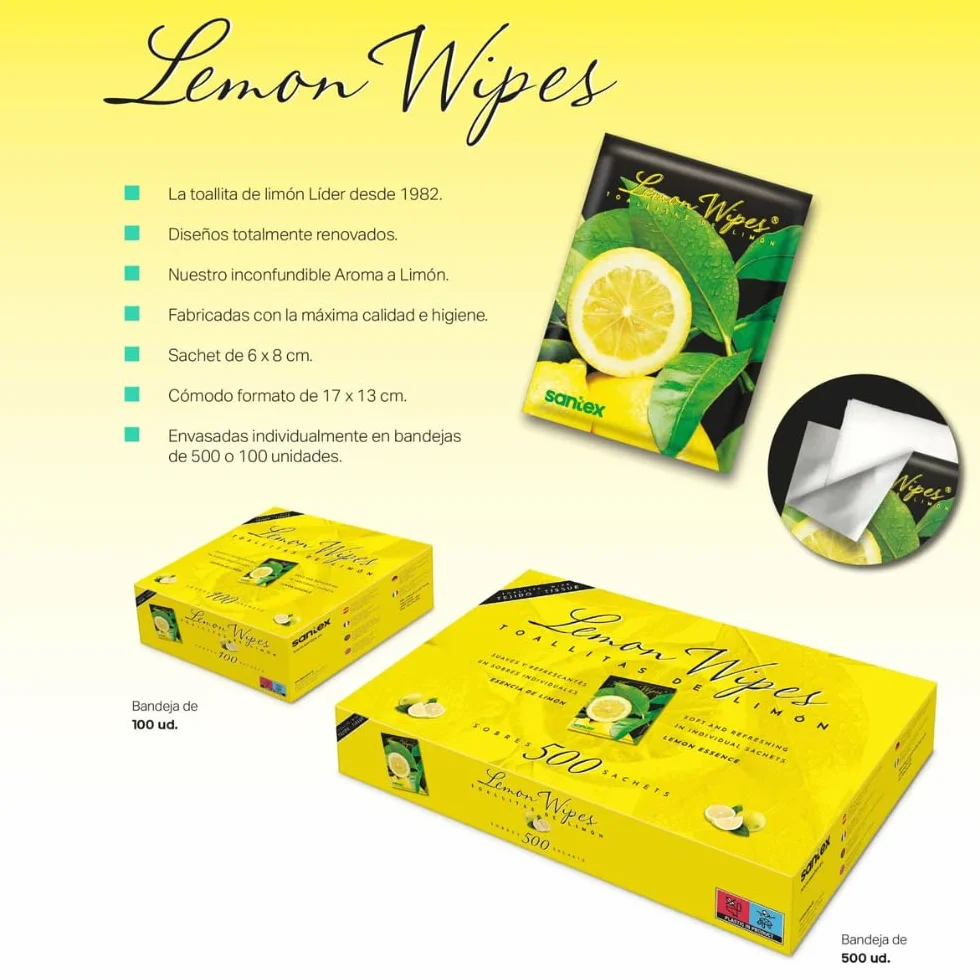 Toallitas Lemon Wipes 100 unidades tejido sin tejer suave microperforada
