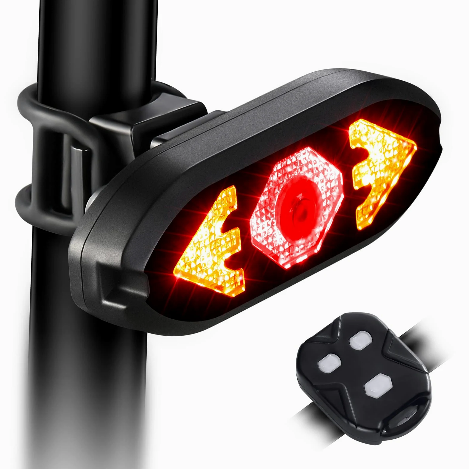 Luz trasera inalámbrica para bicicleta con intermitentes, mando USB, impermeable, ultrabrillante