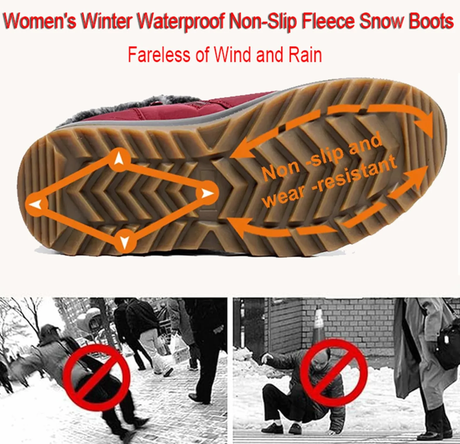 Botas de nieve de invierno para mujer, impermeables, antideslizantes, con forro de piel cálida, botas de invierno cómodas para exteriores