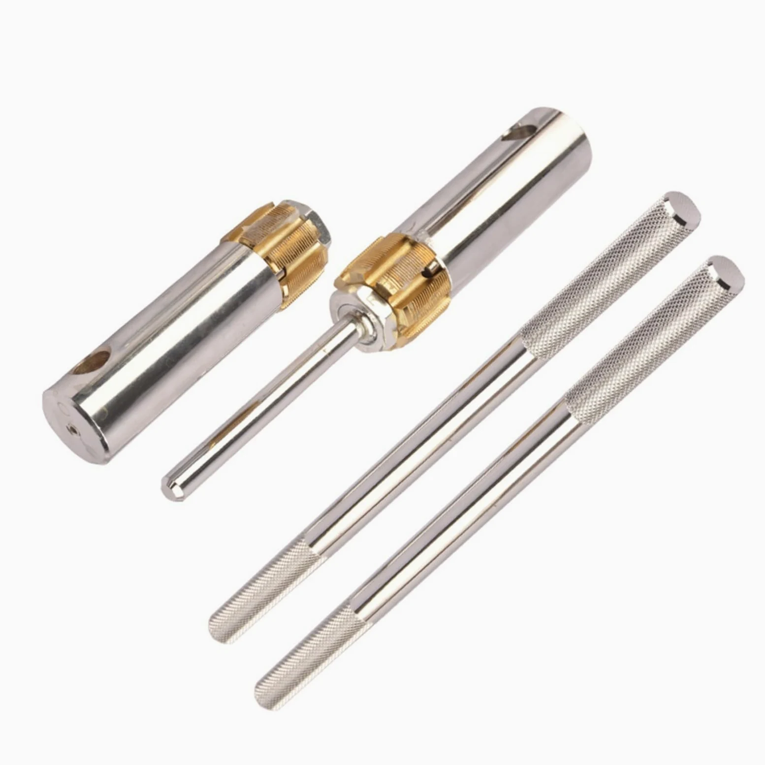 1 Unidades Bicicleta Pedalier Rosca Rosca Herramienta con Machos Reemplazables para Fresado e Inspección, Mango Antideslizante, Acero Inoxidable, Plata+Oro para Reparación de Ciclismo