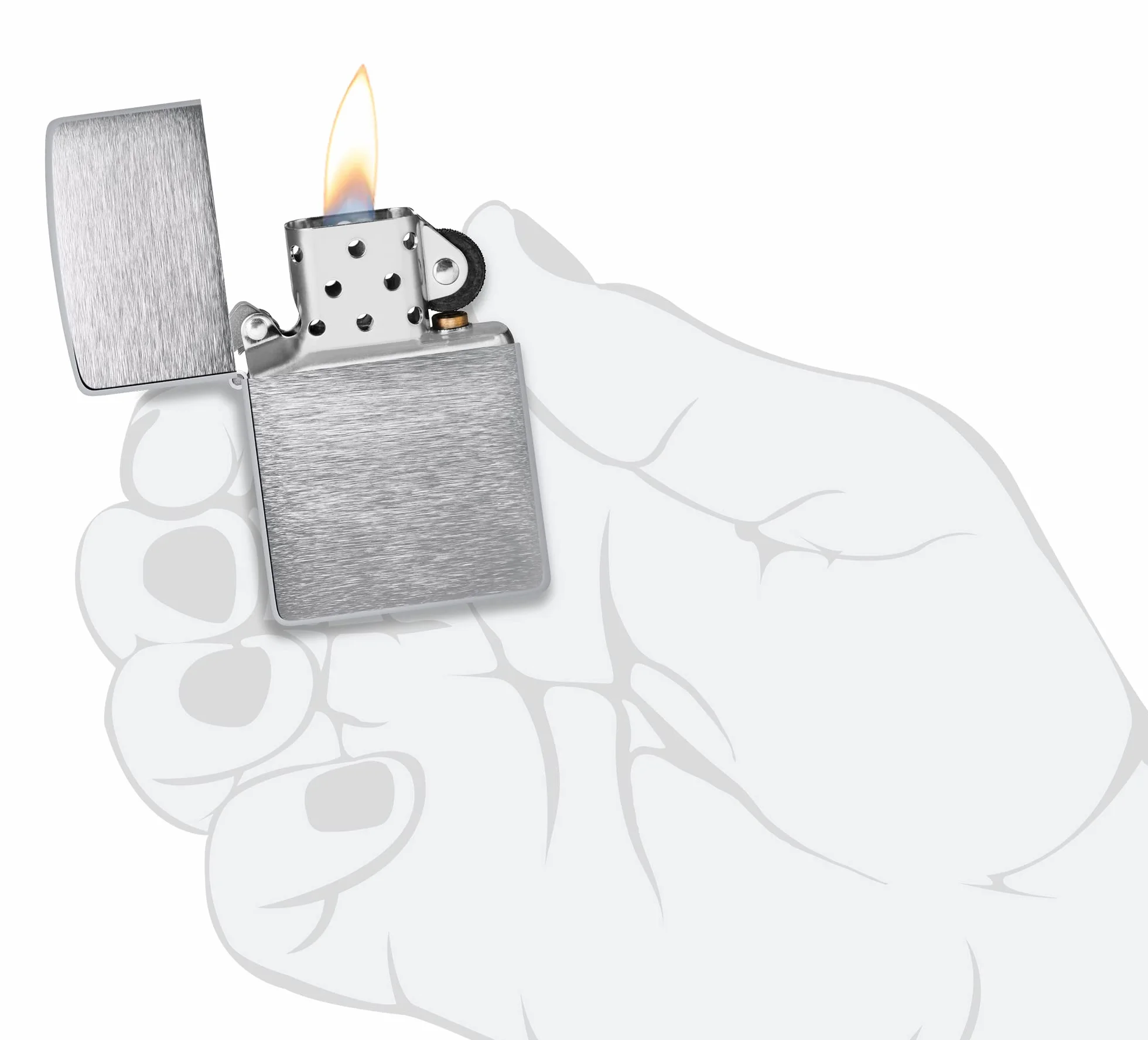 Zippo Encendedor a Prueba de Viento - Cromo Cepillado Recargable Reutilizable Caja de Regalo Hecho en EEUU