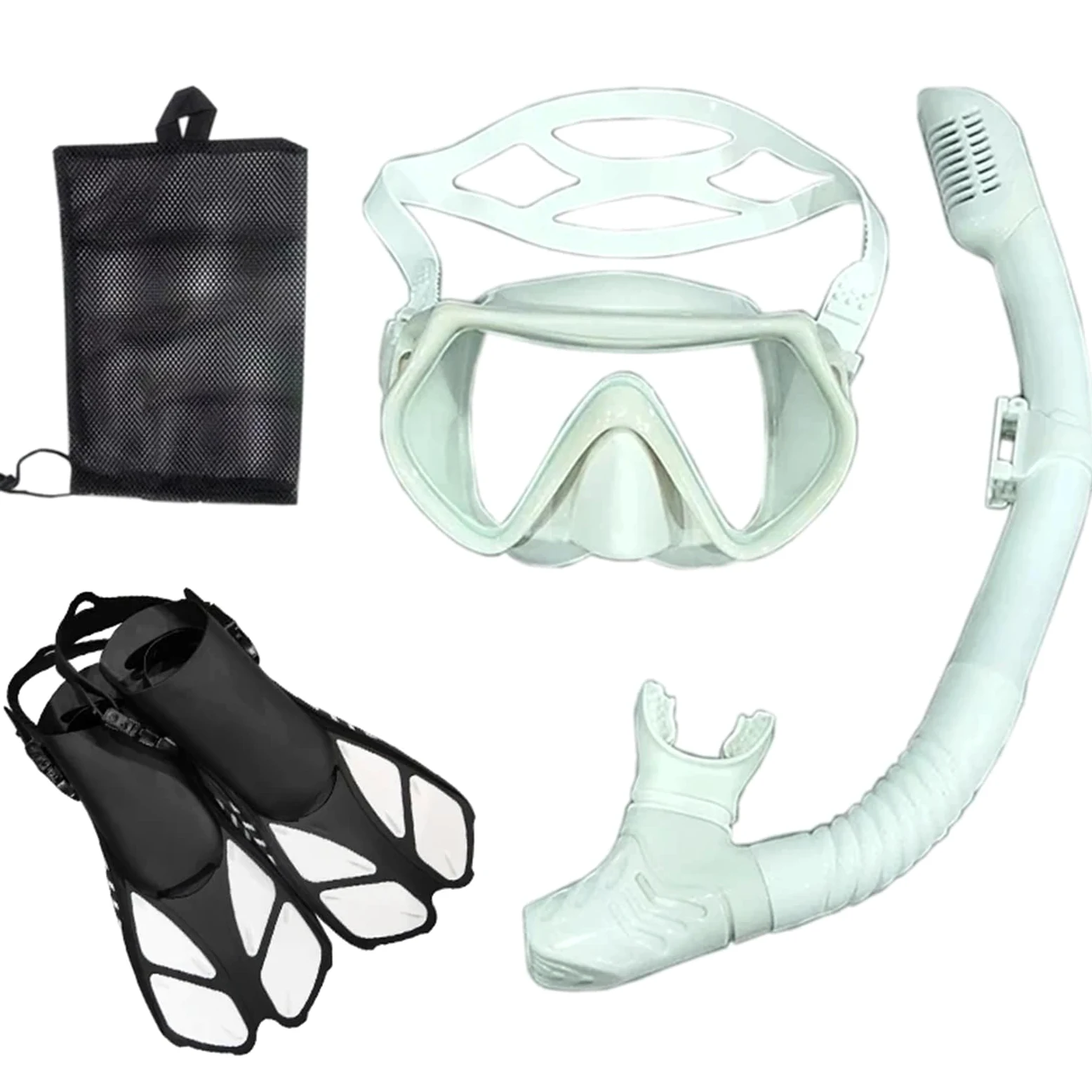Kit de de Buceo Máscara y Gafas de Buceo con Tubo de respiración, Conjunto de Tubo de natación para Adultos Unisex Buceo(White Black,S/M)