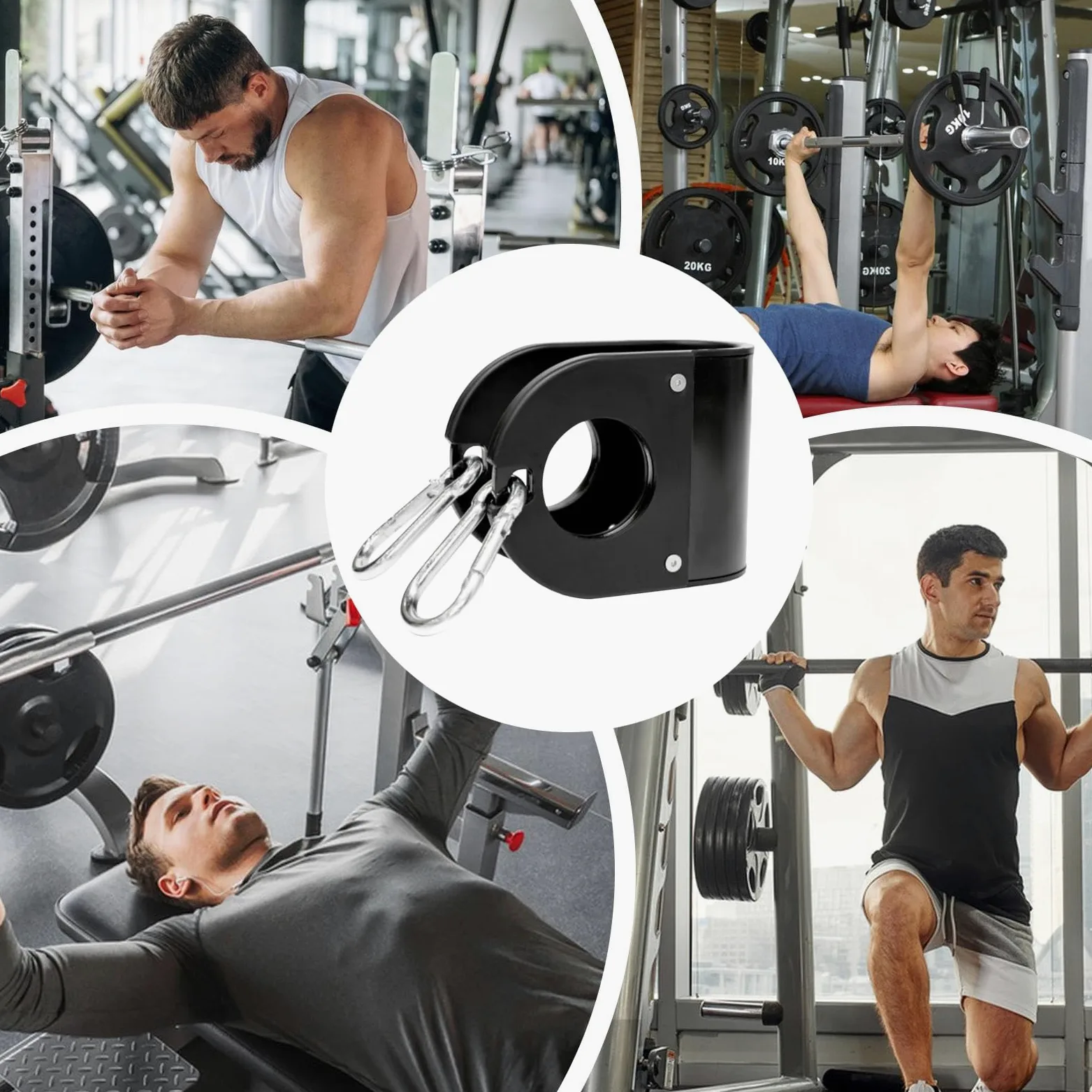 Clips de gimnasio en casa – Clips en U de metal resistente para barra | Accesorios de ejercicio multifuncionales, mancuernas de entrenamiento muscular para colgar piernas equipo de entrenamiento en