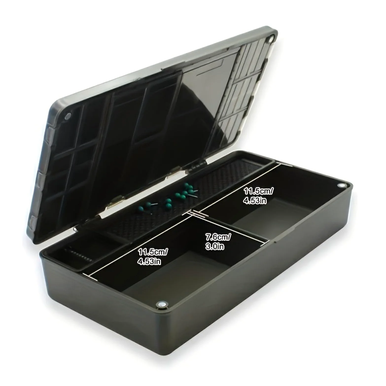 Caja de aparejos de pesca con pasador de aparejo, caja de almacenamiento de aparejos de pesca, contenedor de accesorios de pesca, caja de almacenamiento fácil de transportar