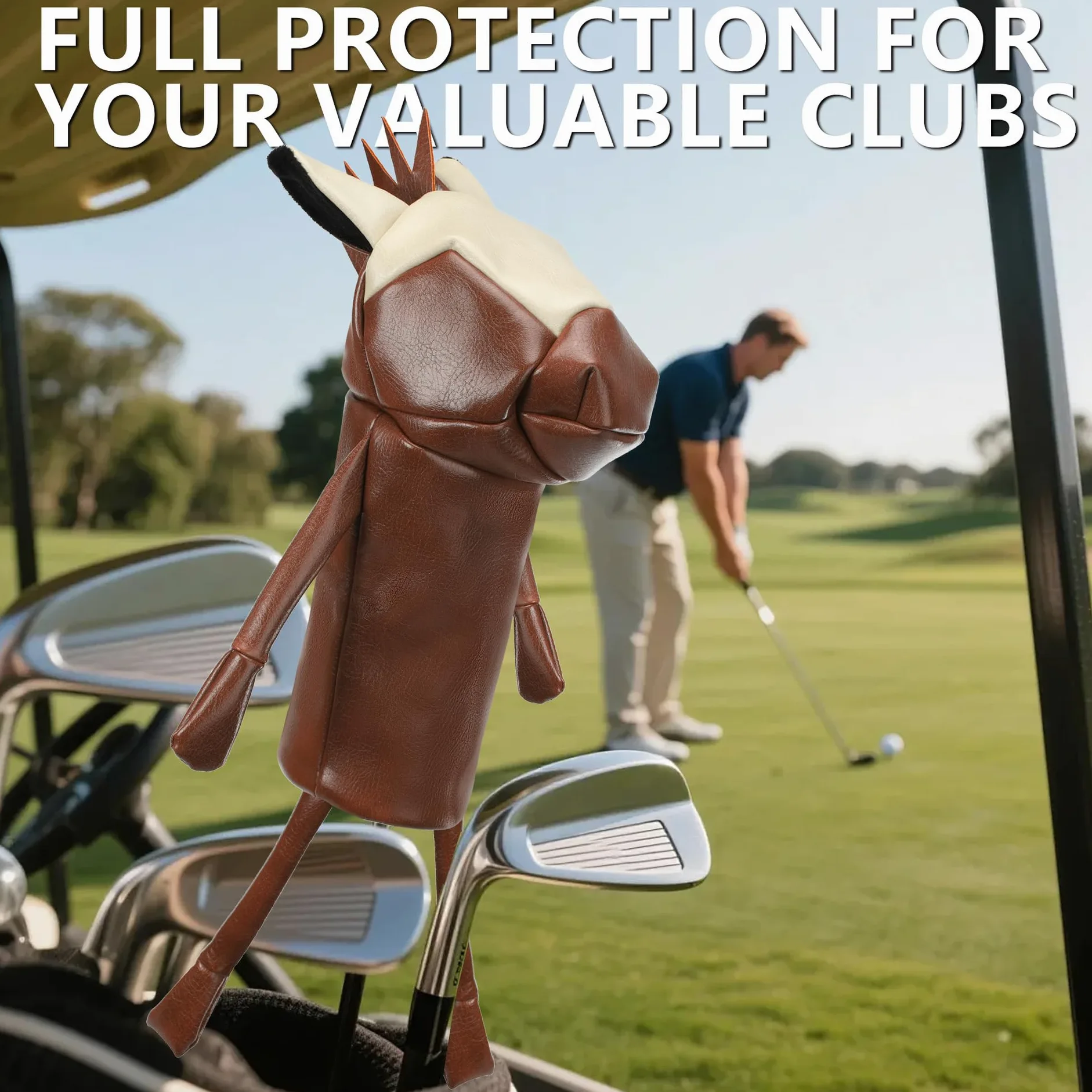 Funda para cabeza de conductor de golf para conductores de 460 cc, divertida cubierta de palo de golf de caballo, cubierta de cabeza de madera sintética con forro de felpa suave, cubierta