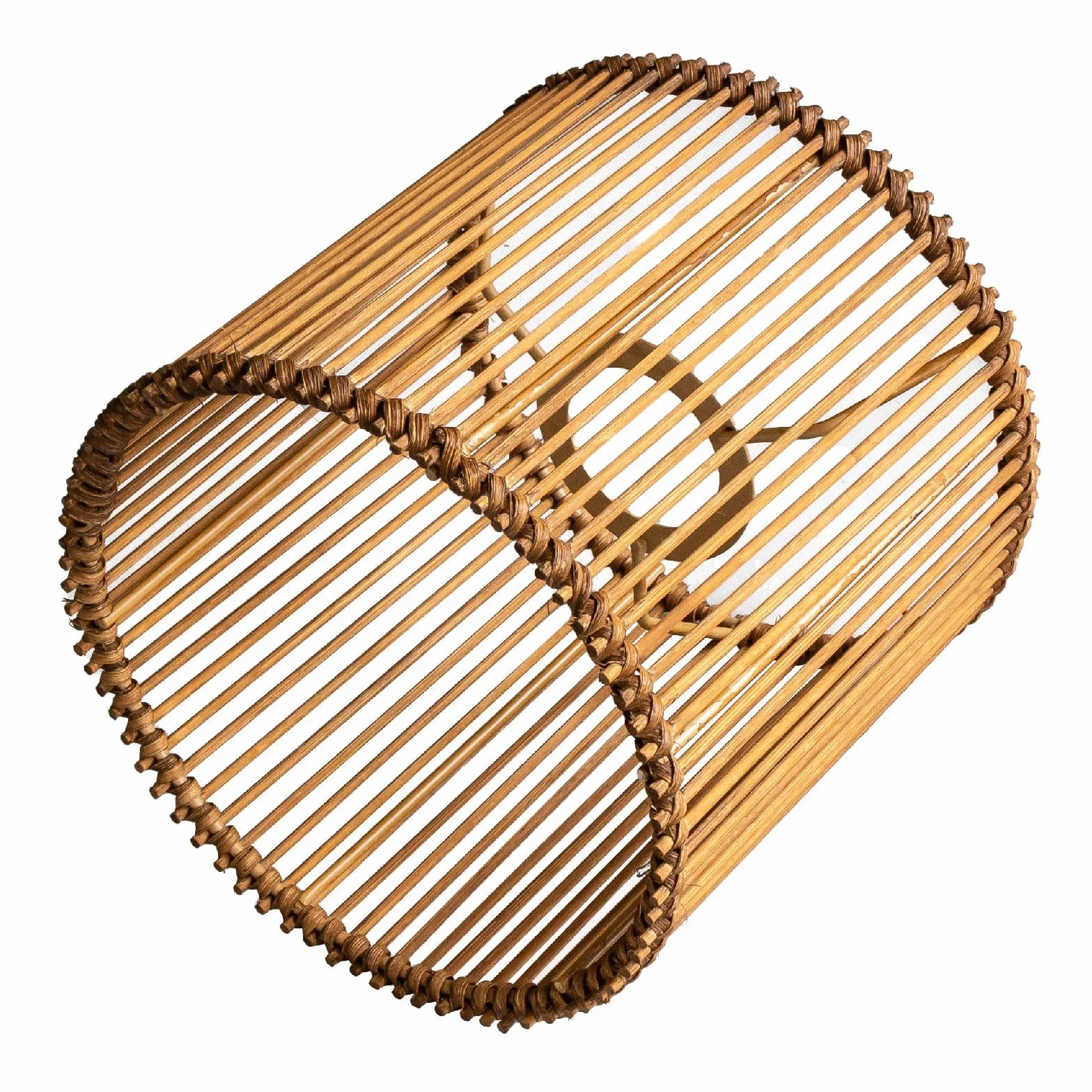 Pantalla redonda de ratán bohemia 16 cm, bambú marrón, para lámpara de mesa, colgante y de pie